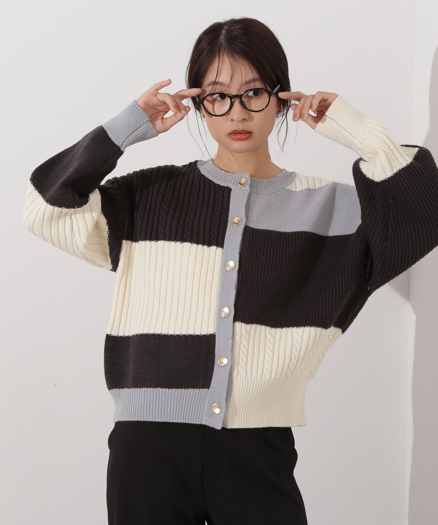  「カラーブロッキングカーディガン」|ニット・セーター|