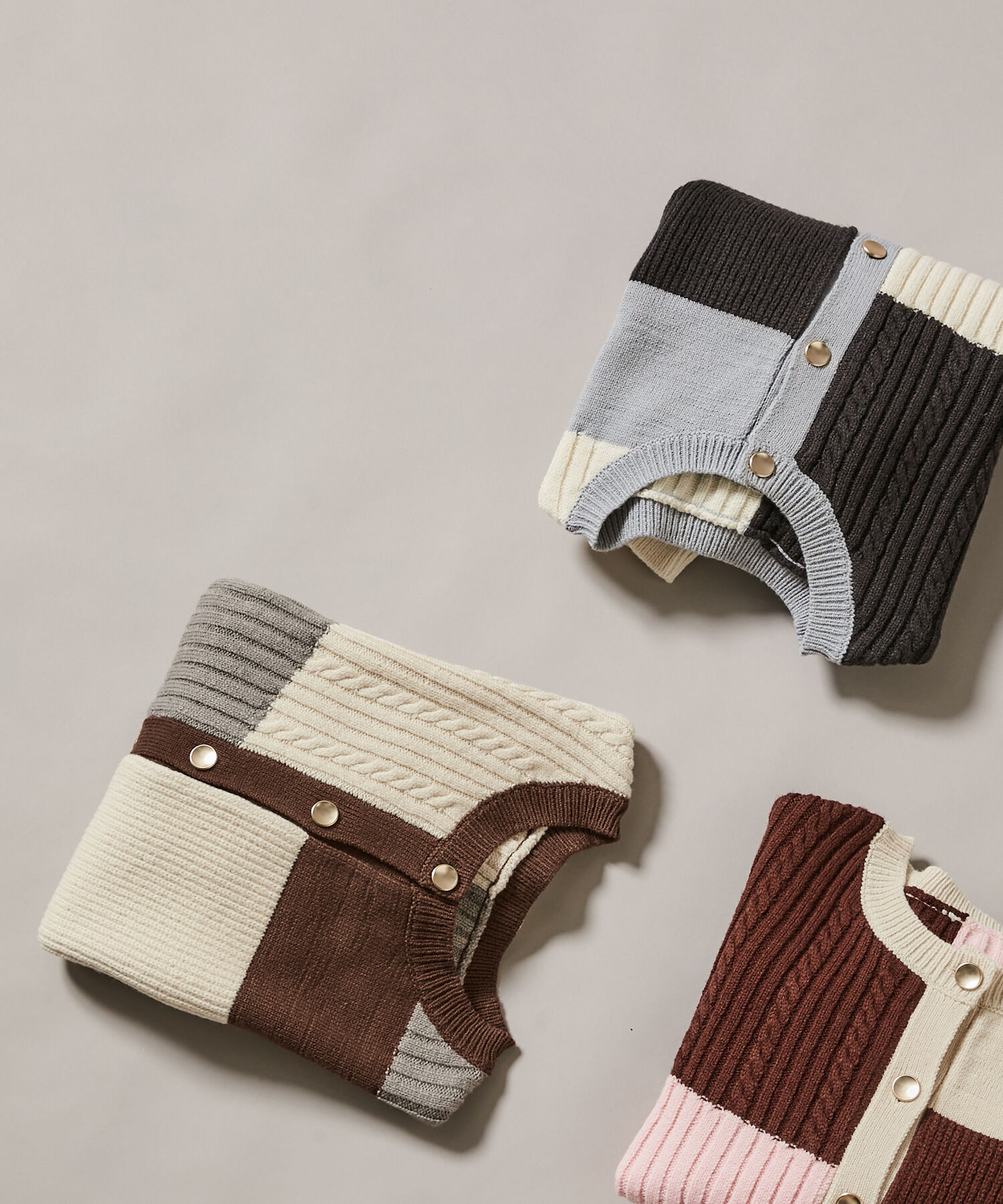  「カラーブロッキングカーディガン」|ニット・セーター|ブラウン系2