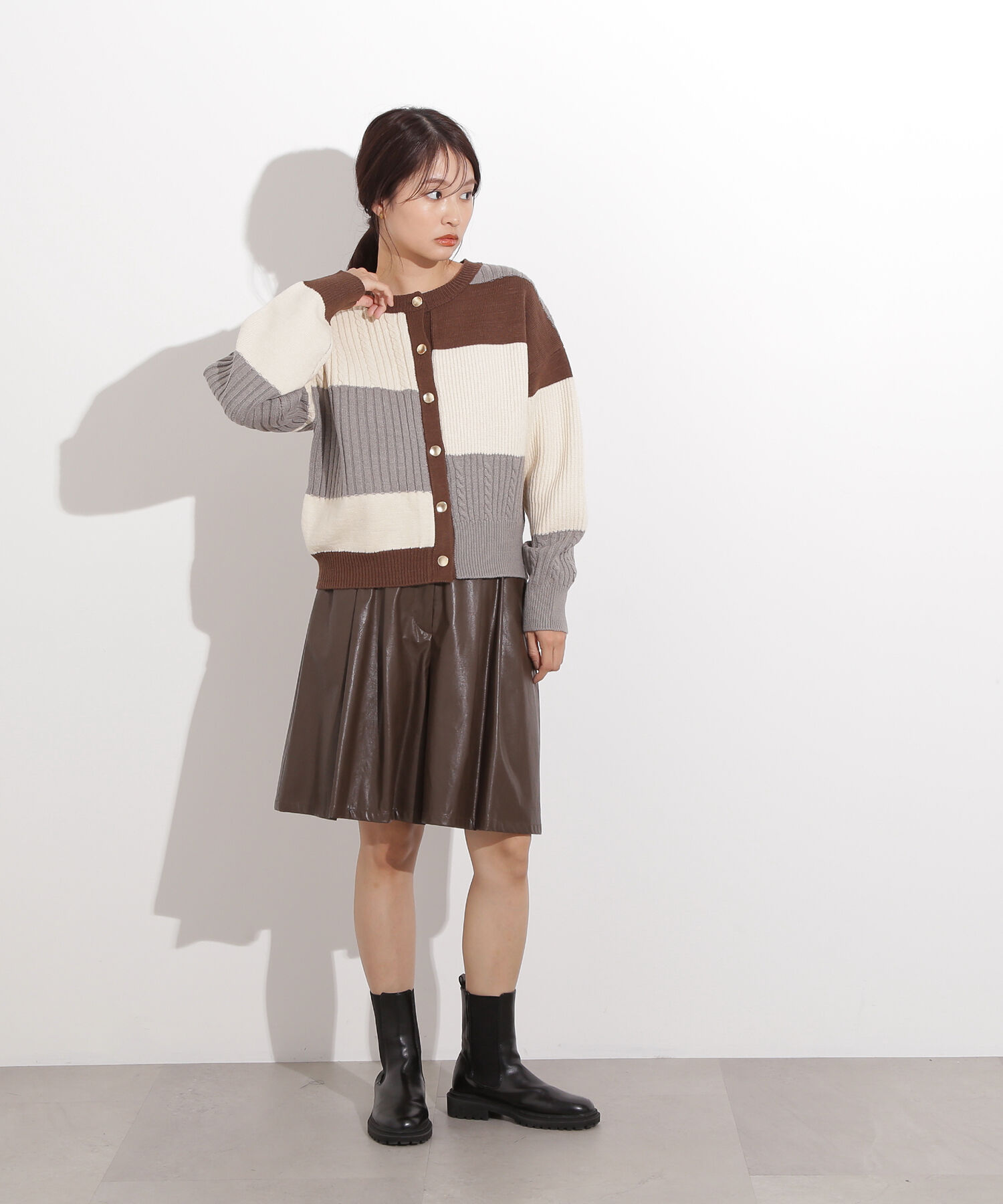  「カラーブロッキングカーディガン」|ニット・セーター|