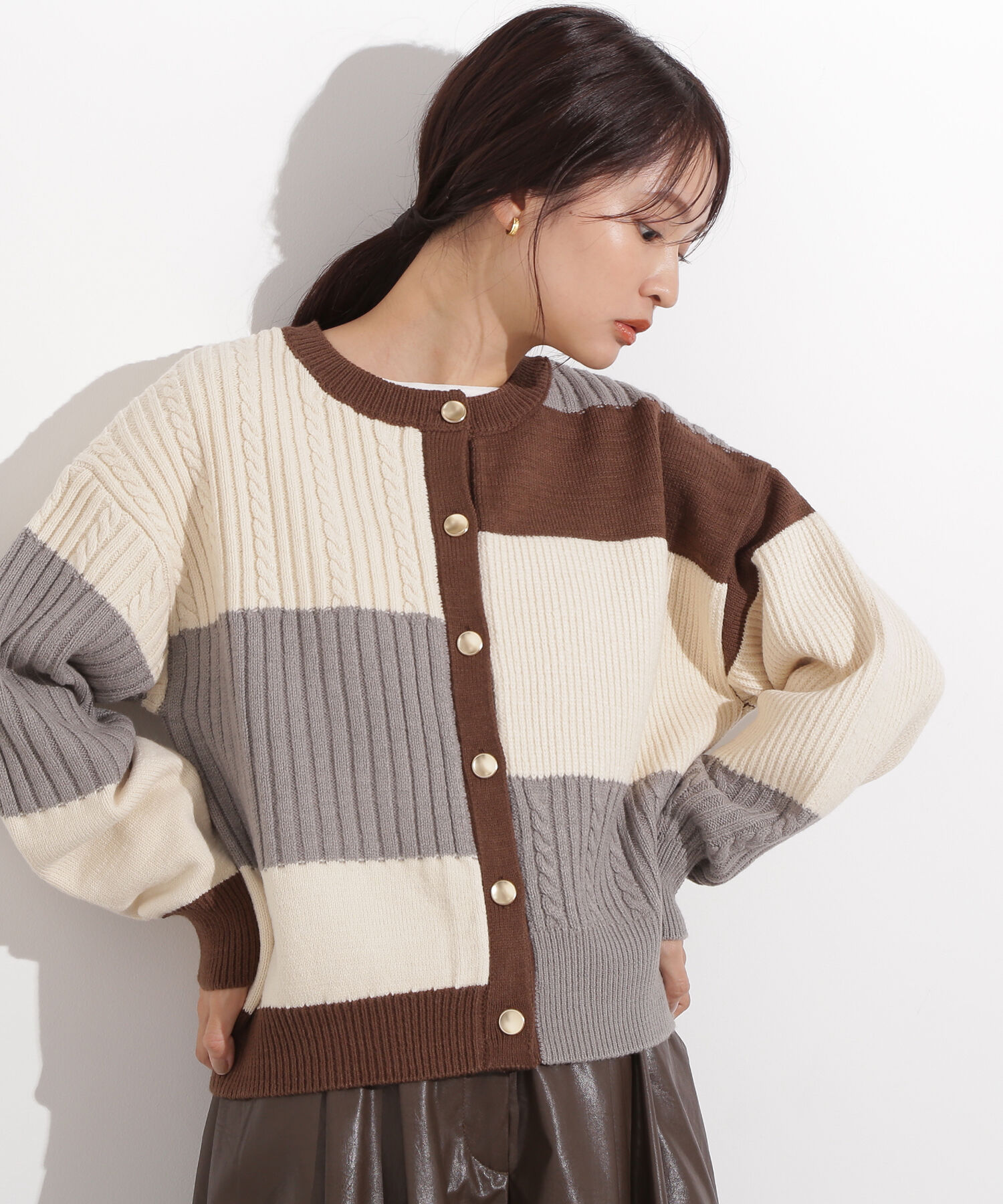 「カラーブロッキングカーディガン」|ニット・セーター|