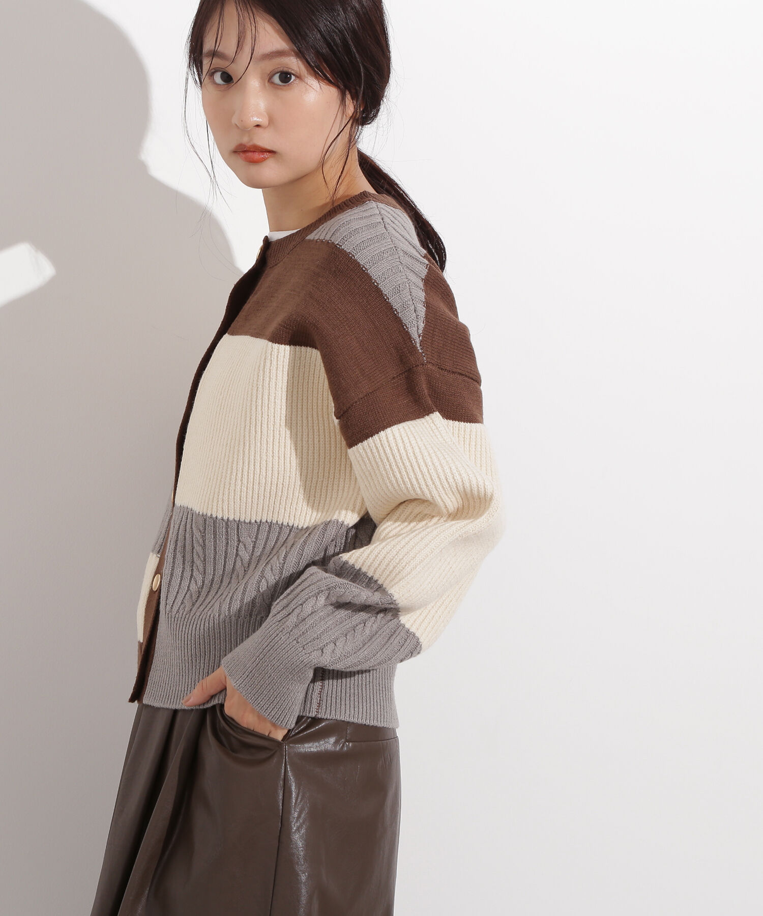  「カラーブロッキングカーディガン」|ニット・セーター|