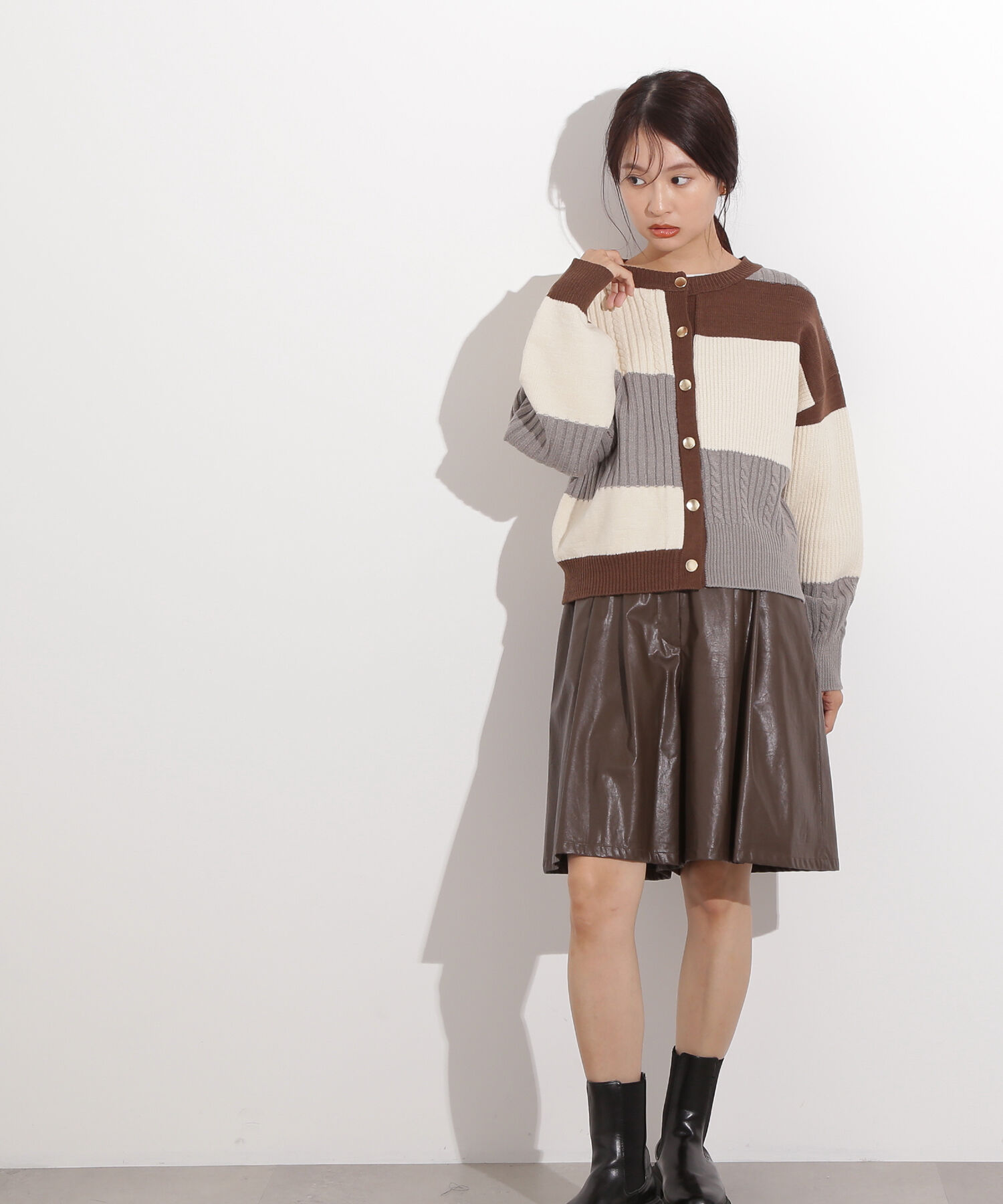  「カラーブロッキングカーディガン」|ニット・セーター|