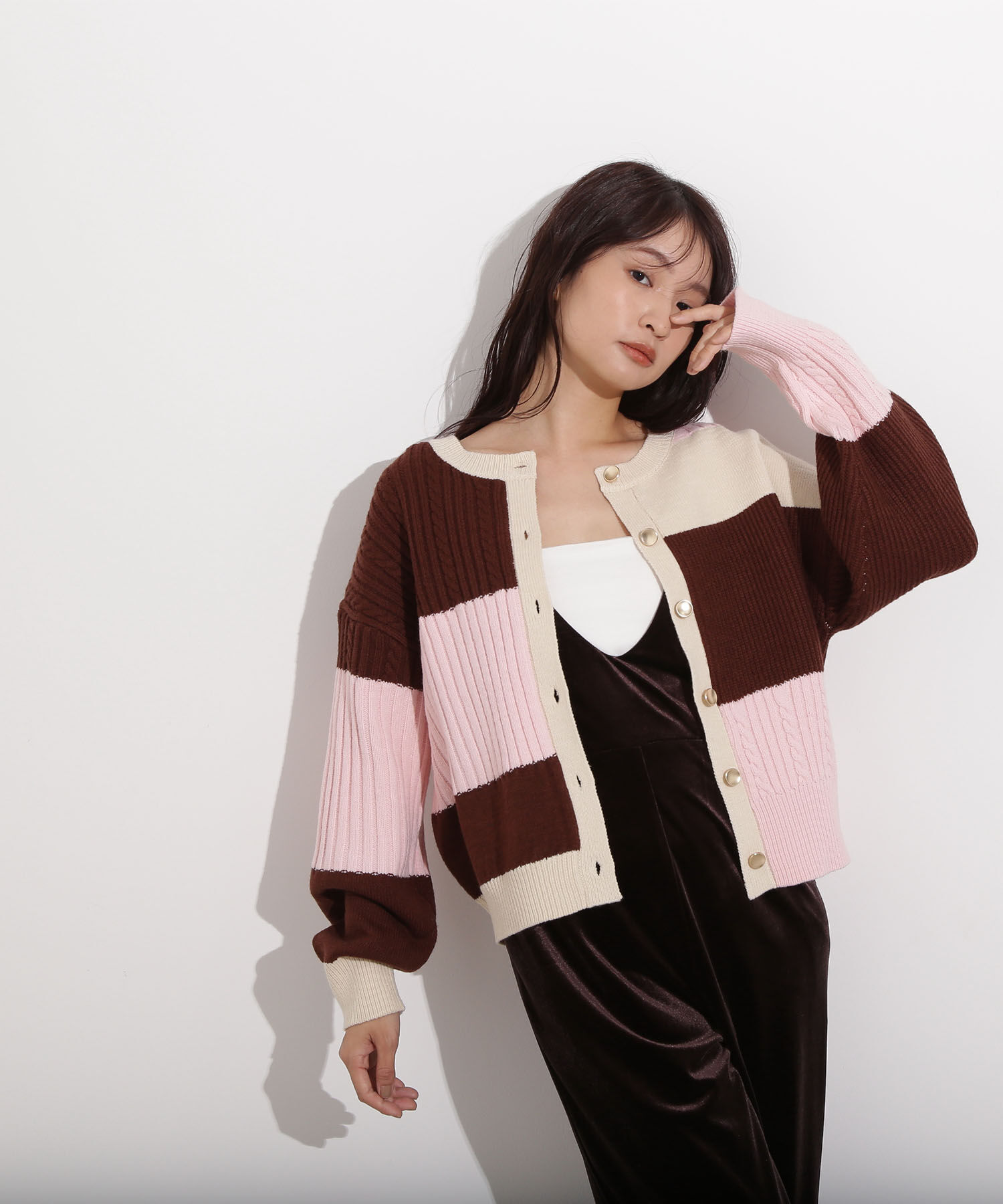  「カラーブロッキングカーディガン」|ニット・セーター|