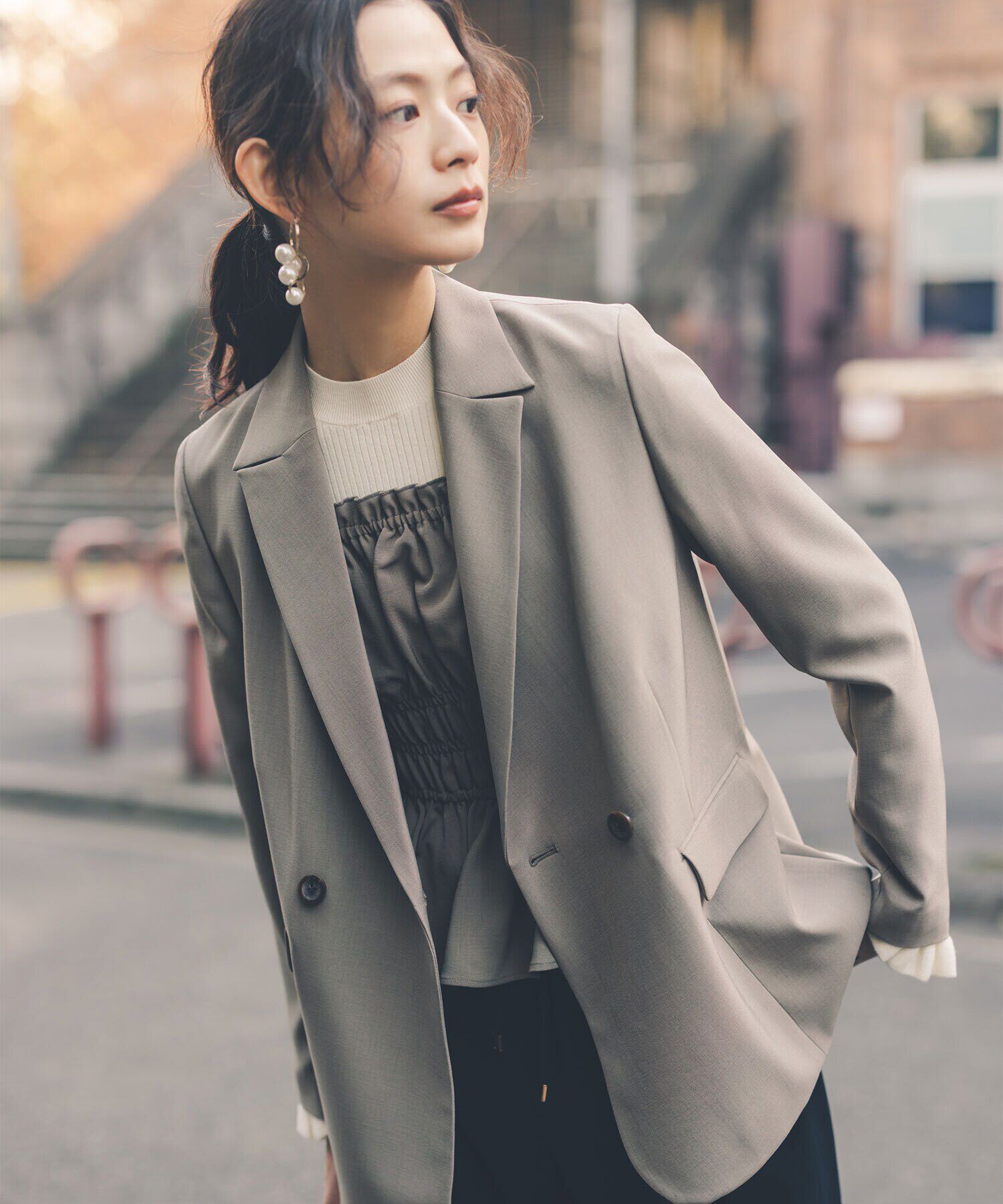  「ライトダブルジャケット」|ブルゾン・スタジャン|ブラウン