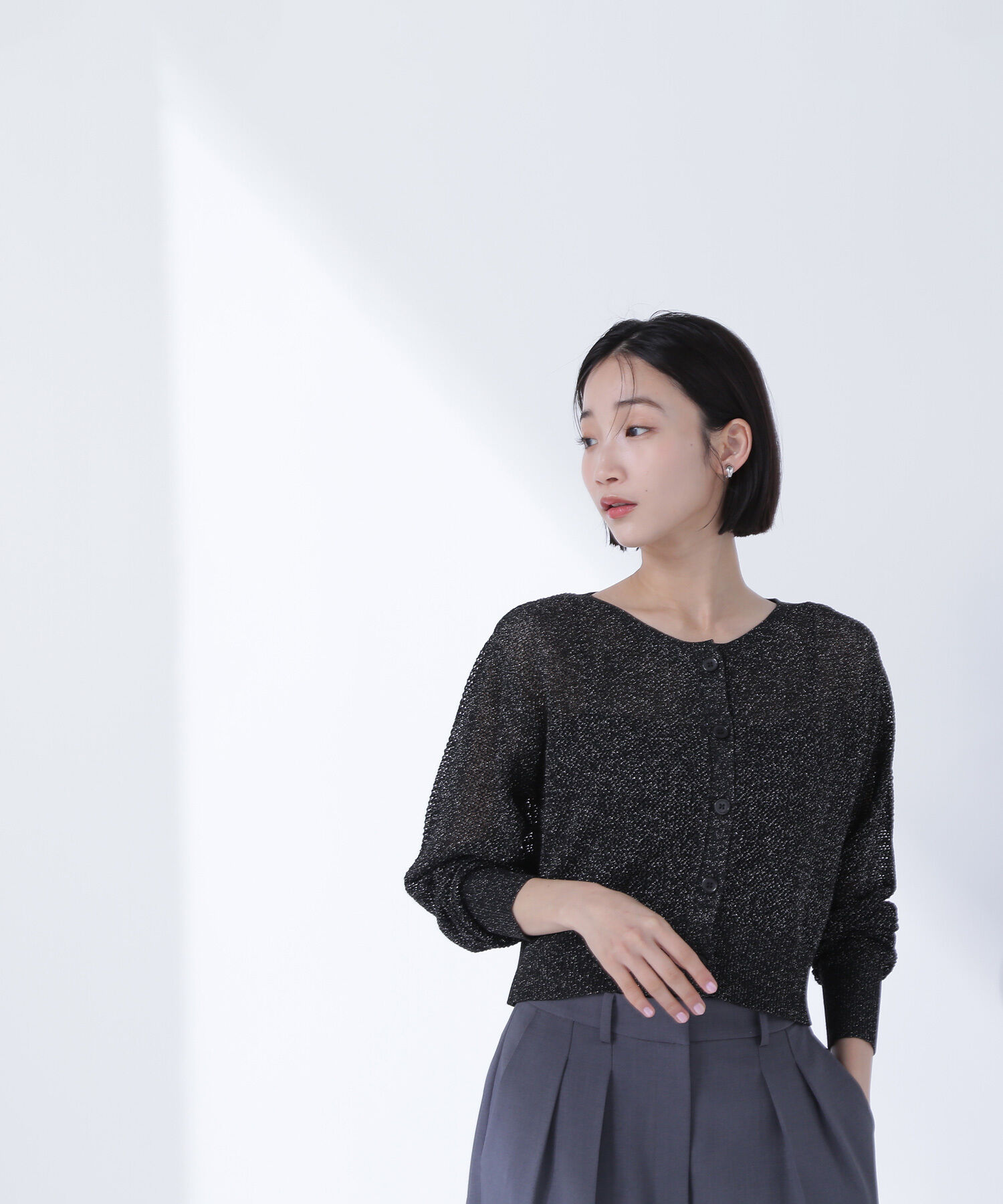  「ラメメッシュカーディガン」|ニット・セーター|