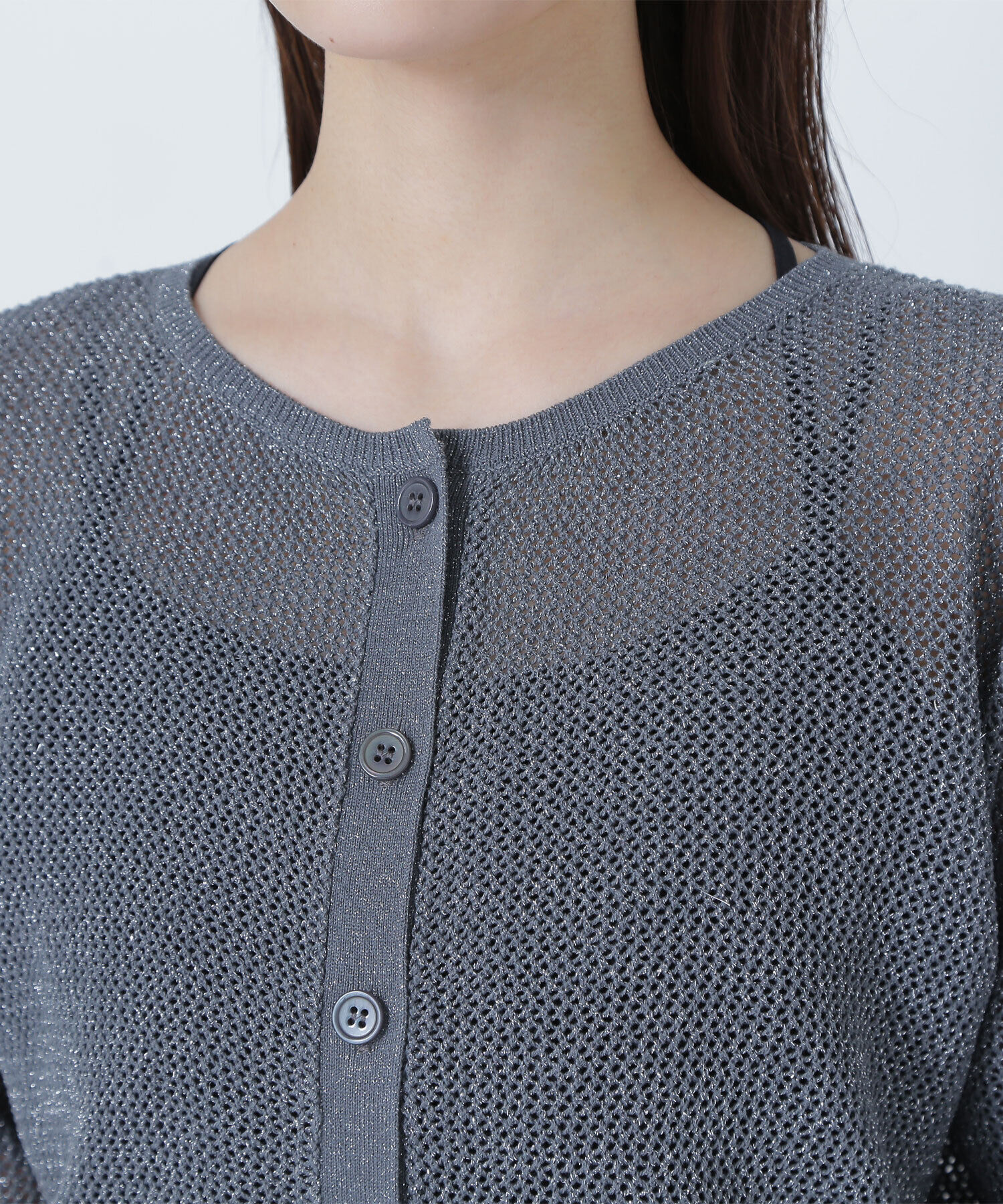  「ラメメッシュカーディガン」|ニット・セーター|