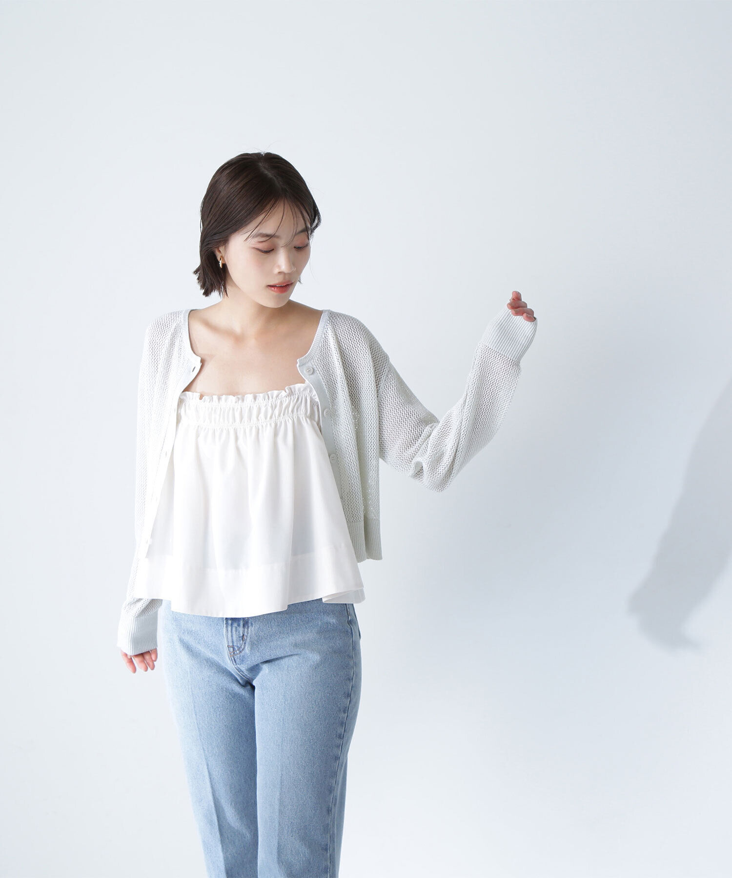  「ラメメッシュカーディガン」|ニット・セーター|