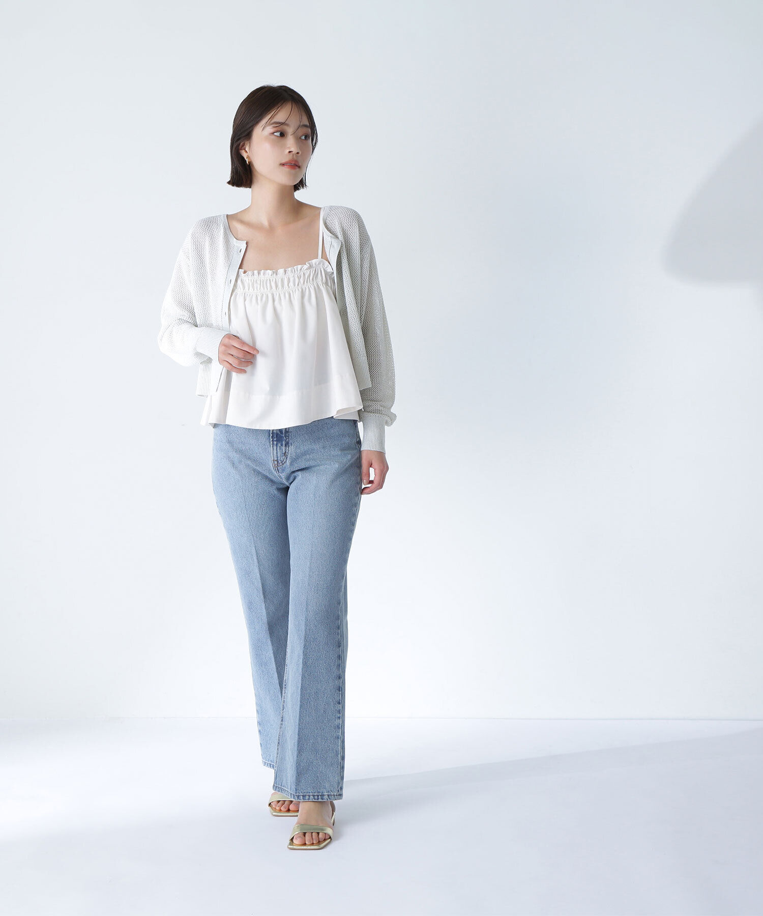  「ラメメッシュカーディガン」|ニット・セーター|