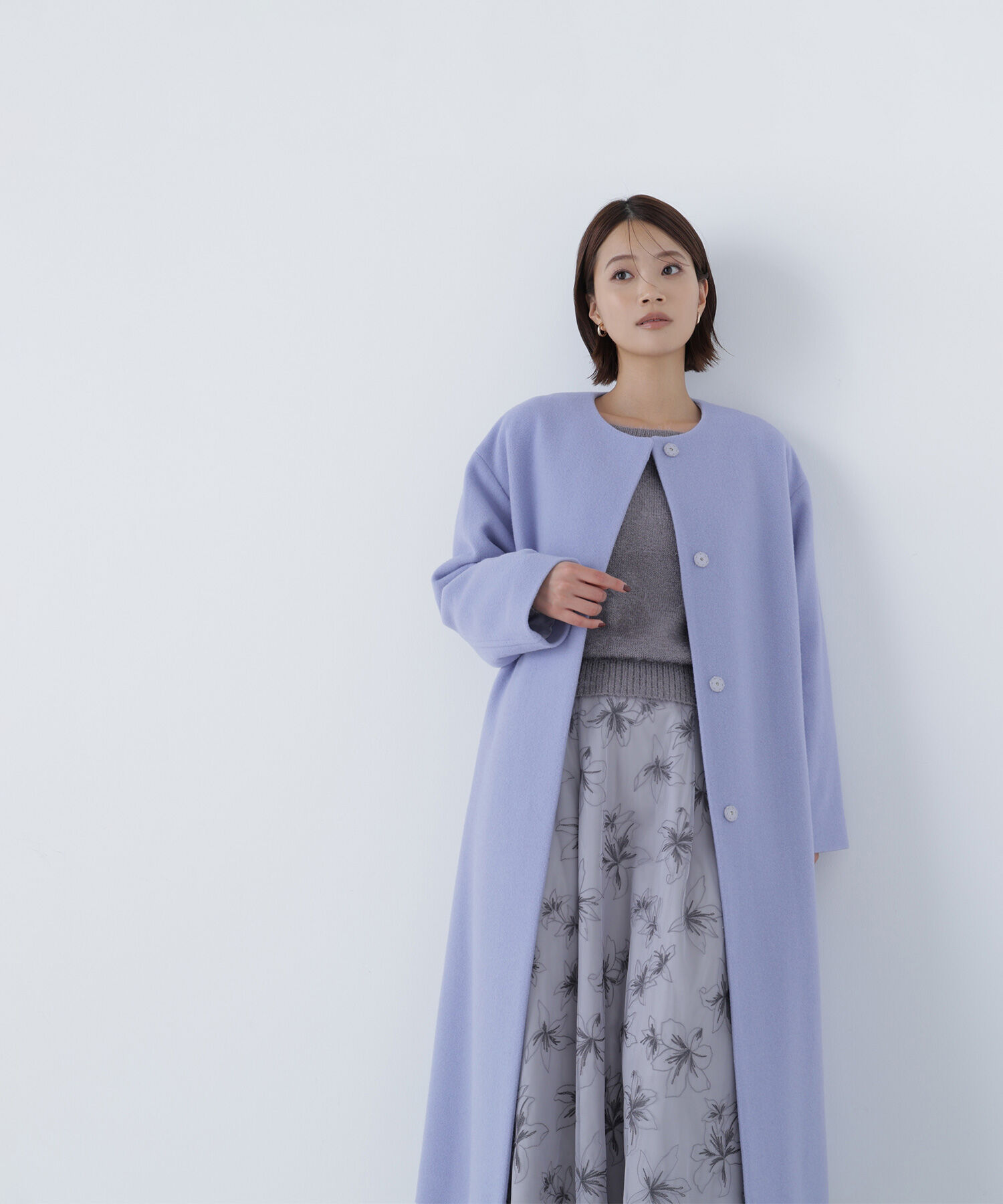  「フォルムノーカラーロングコート」|その他|