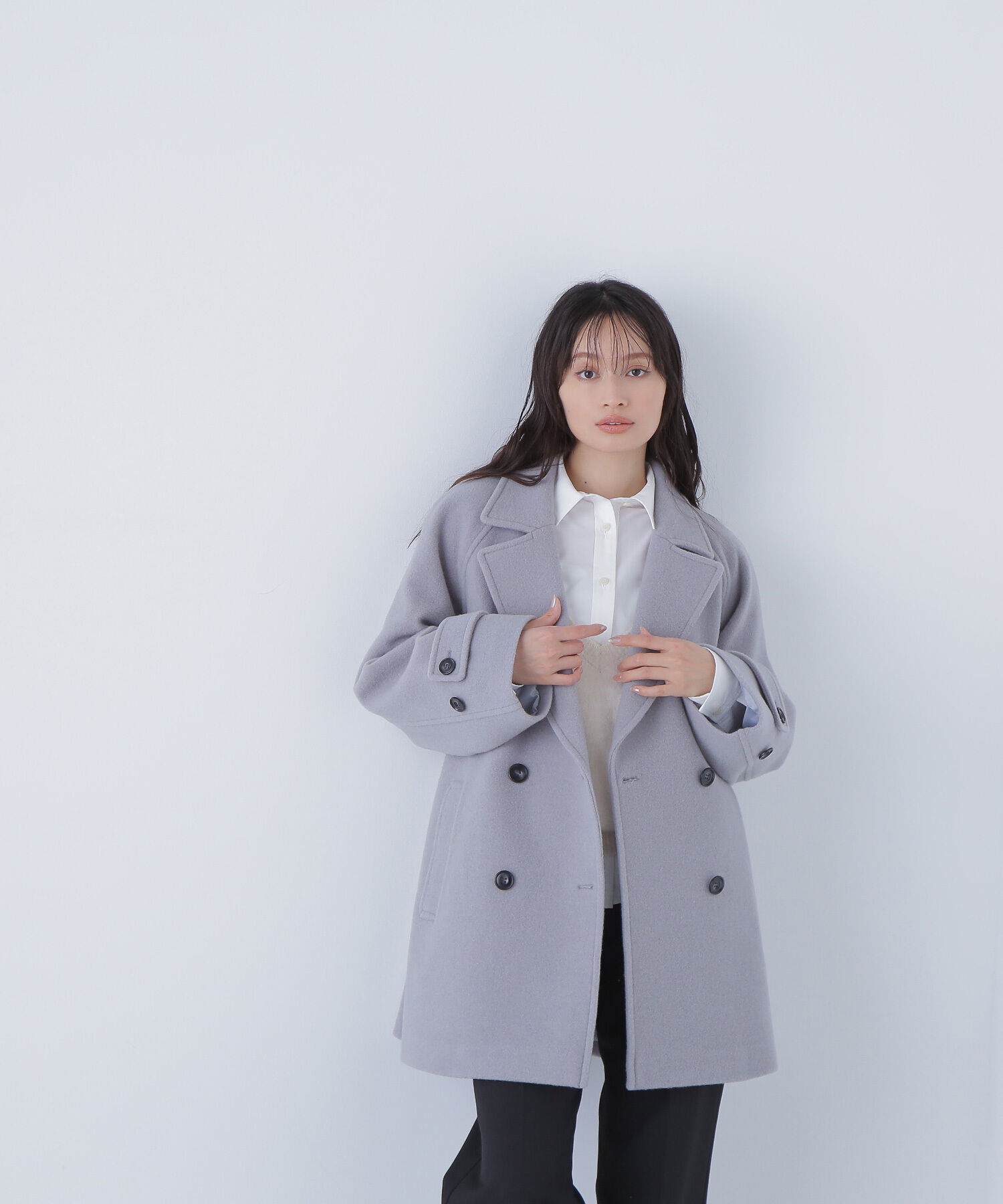  「ダブルブレストフォルムミドルコート」|ブルゾン・スタジャン|