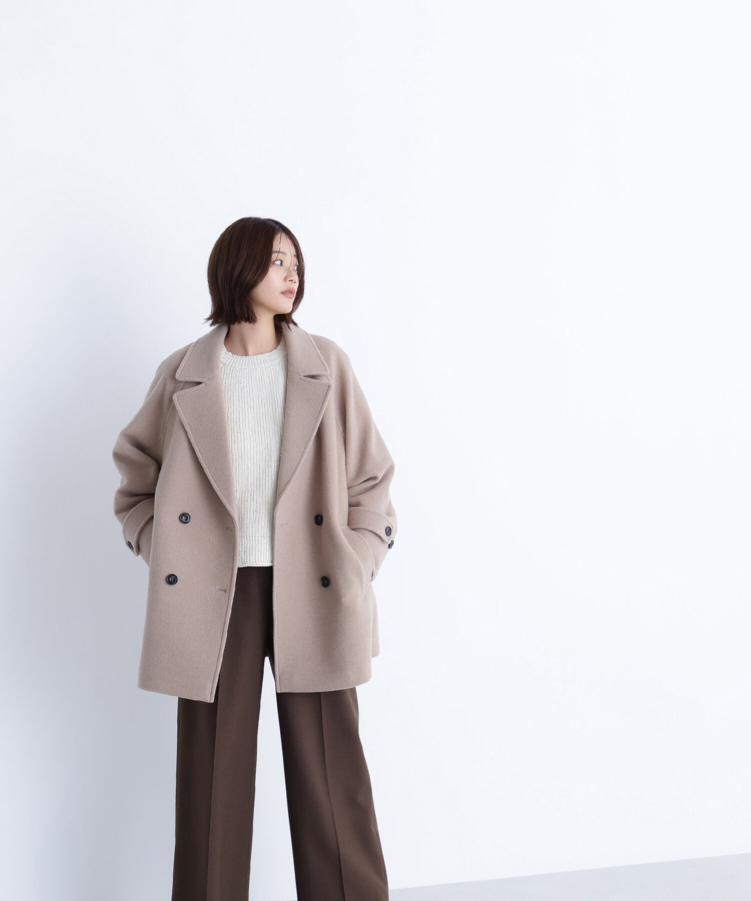  「ダブルブレストフォルムミドルコート」|ブルゾン・スタジャン|