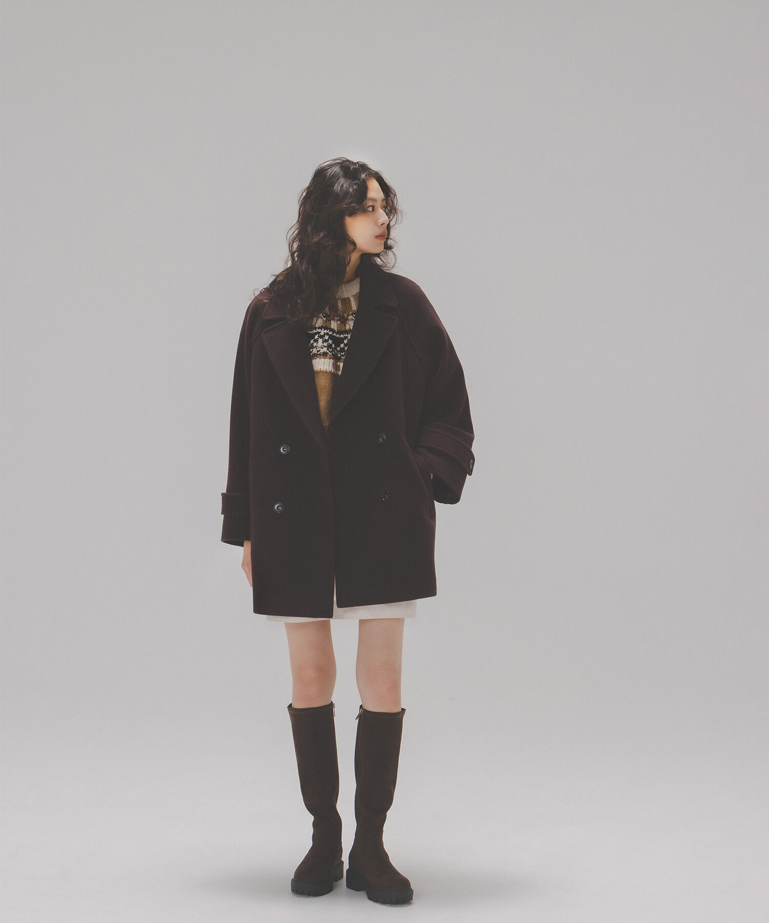  「ダブルブレストフォルムミドルコート」|ブルゾン・スタジャン|