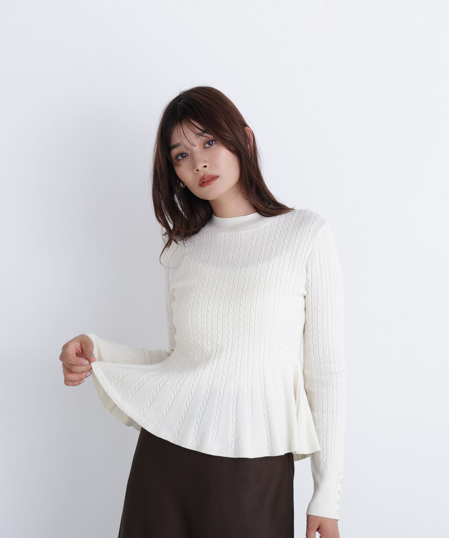  「ケーブルペプラムニット」|ニット・セーター|