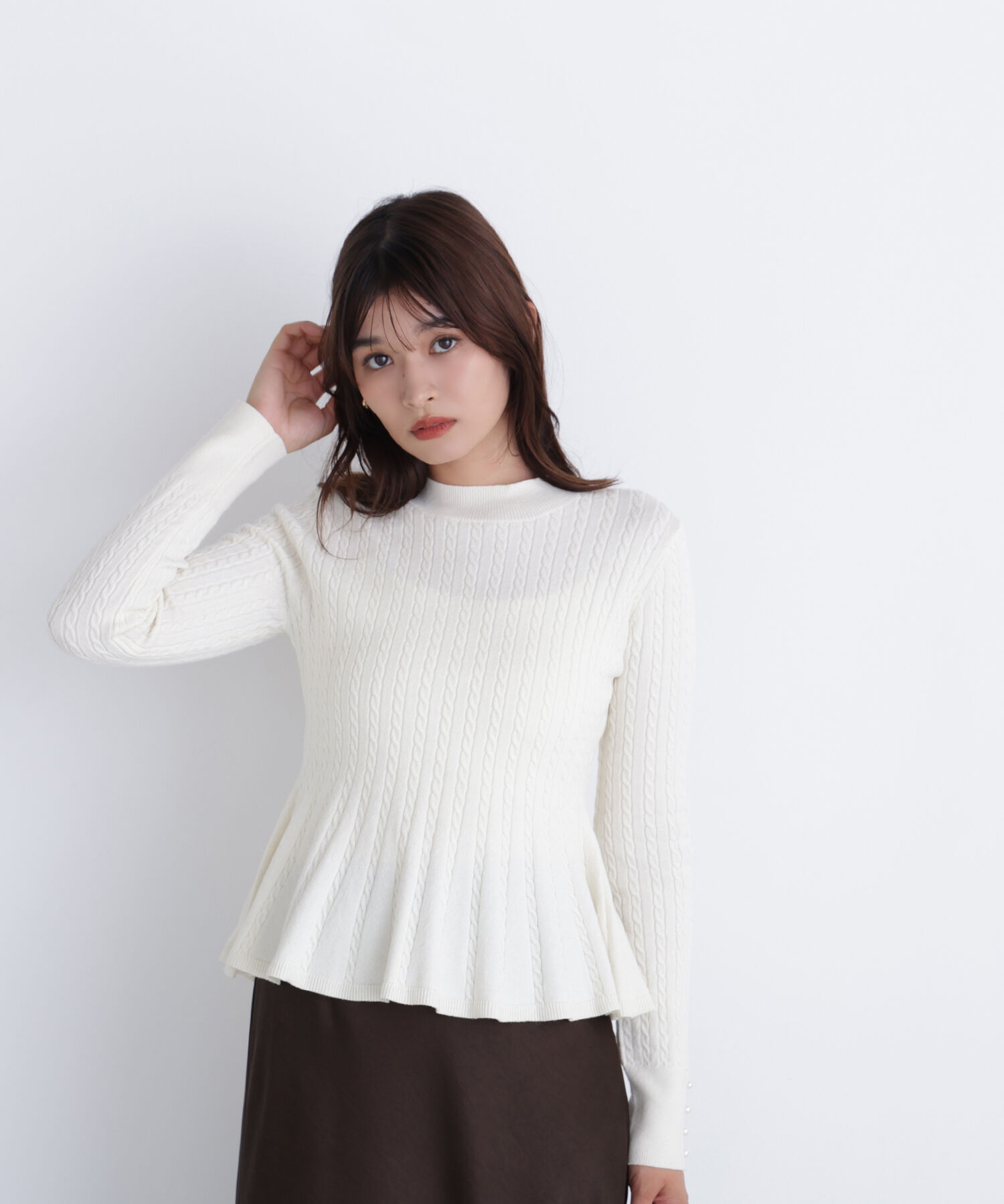  「ケーブルペプラムニット」|ニット・セーター|