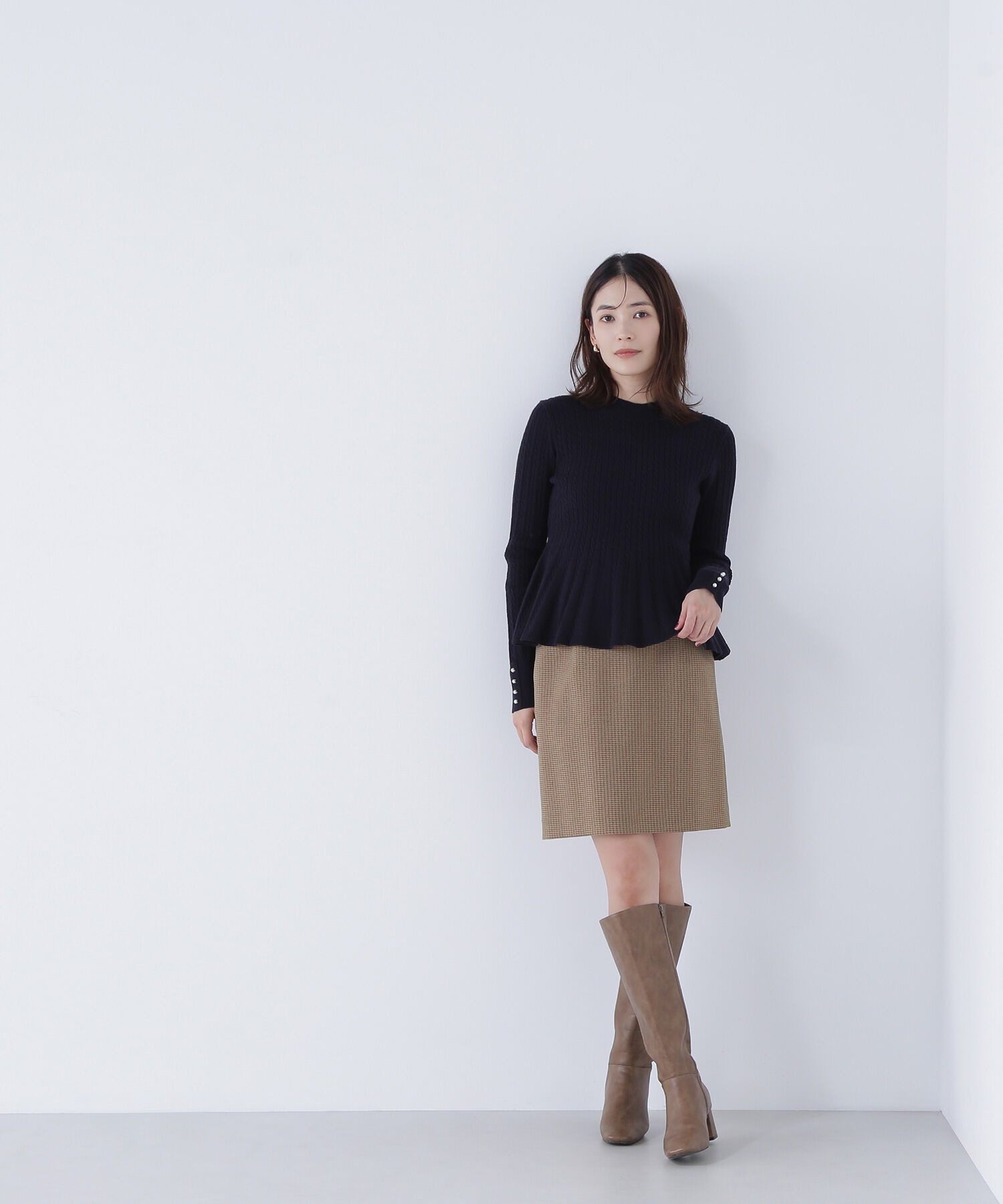  「ケーブルペプラムニット」|ニット・セーター|