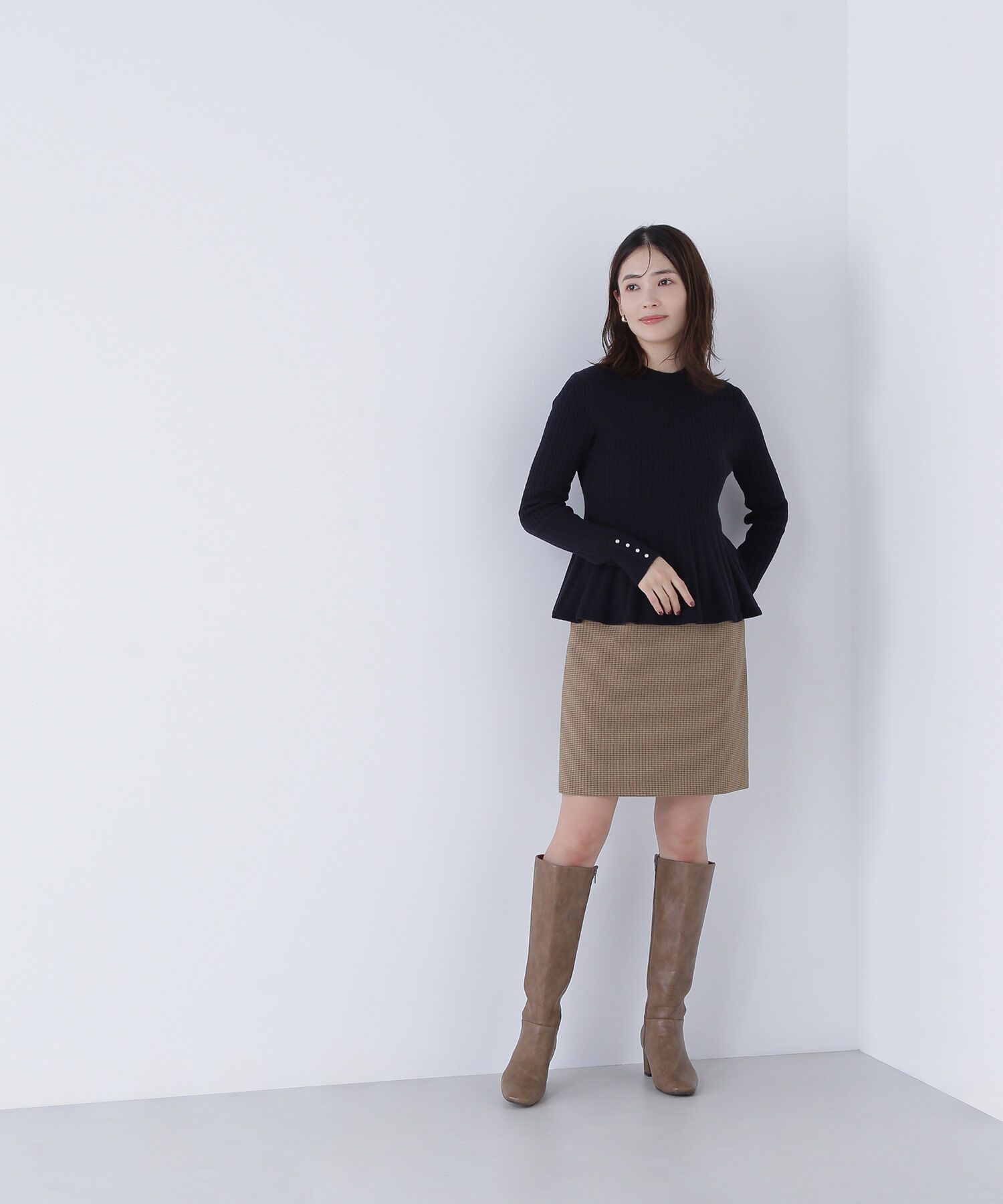  「ケーブルペプラムニット」|ニット・セーター|