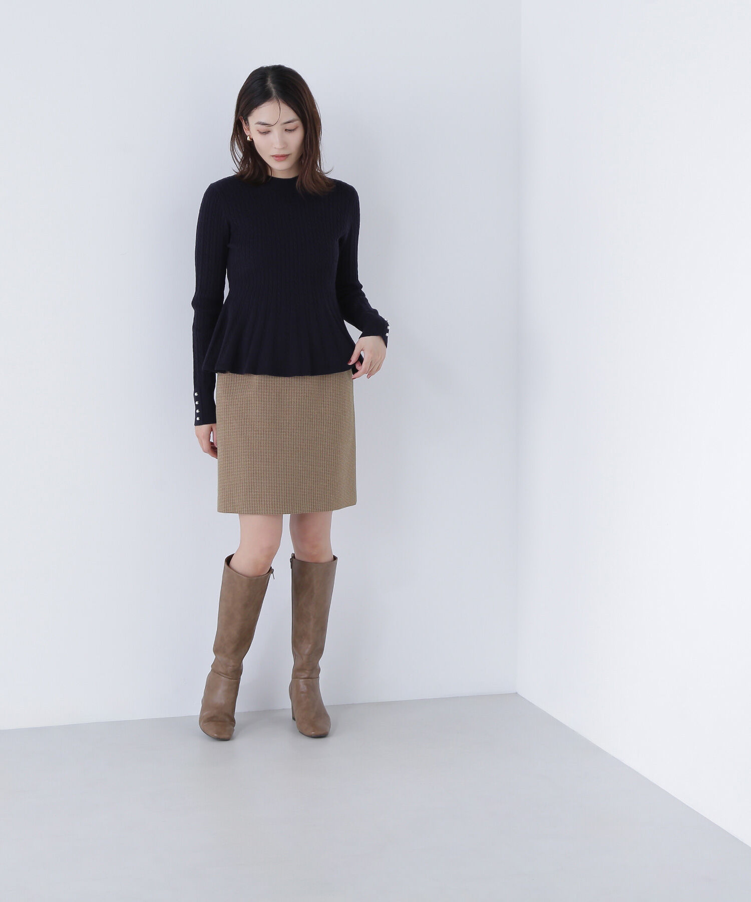  「ケーブルペプラムニット」|ニット・セーター|