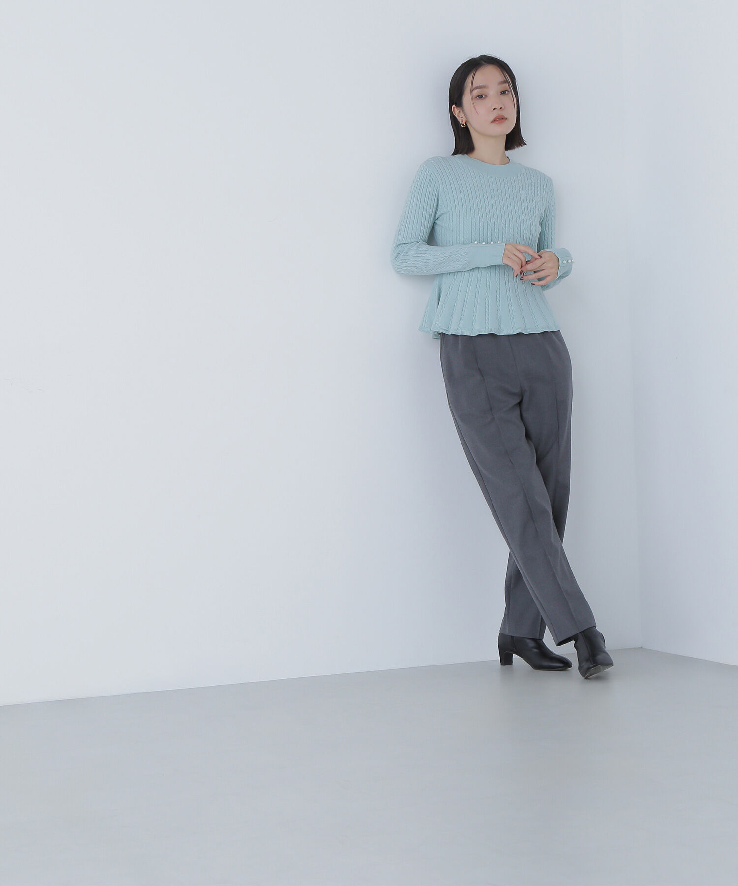  「ケーブルペプラムニット」|ニット・セーター|