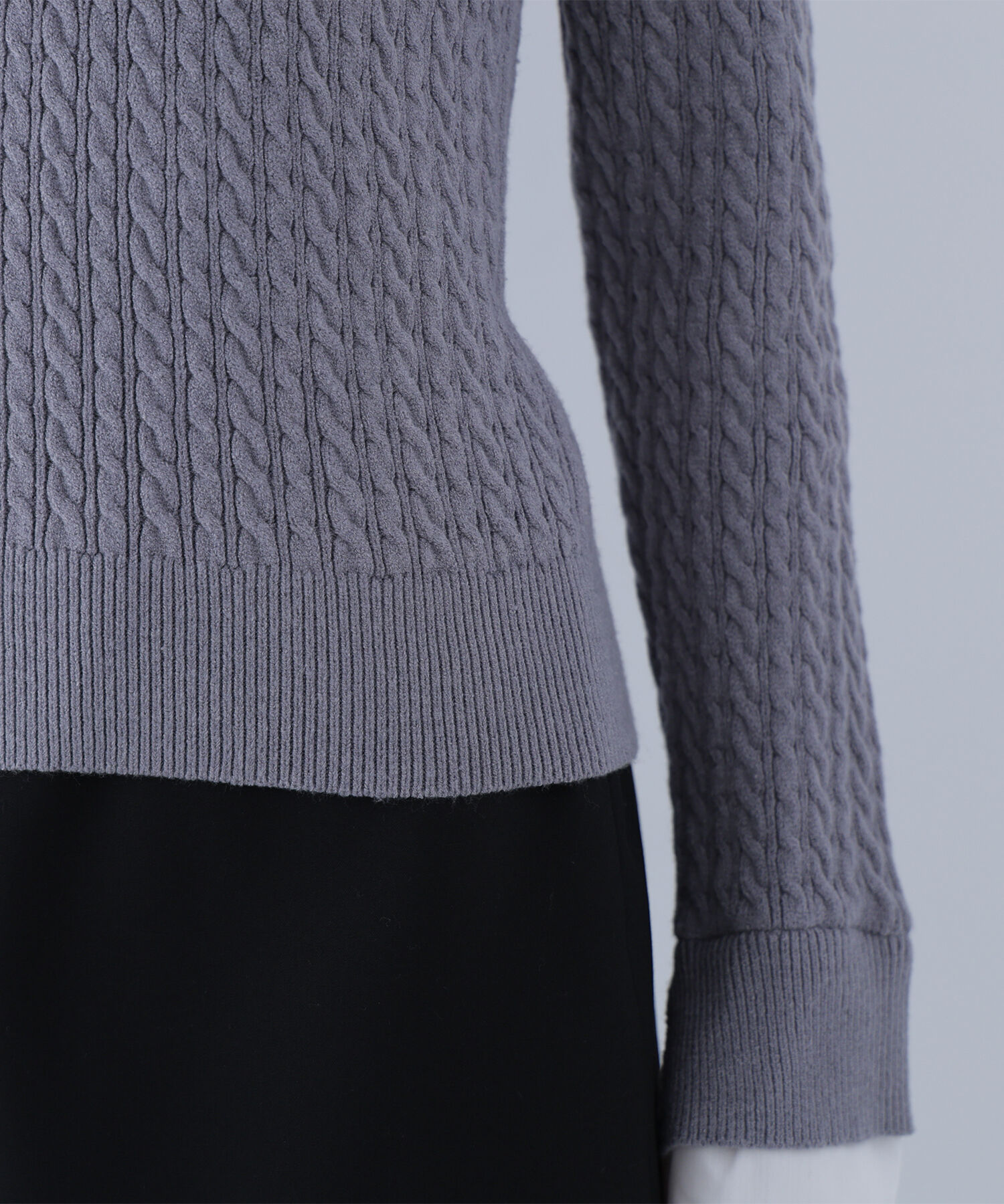  「シャツカラードッキングケーブルニット」|ニット・セーター|