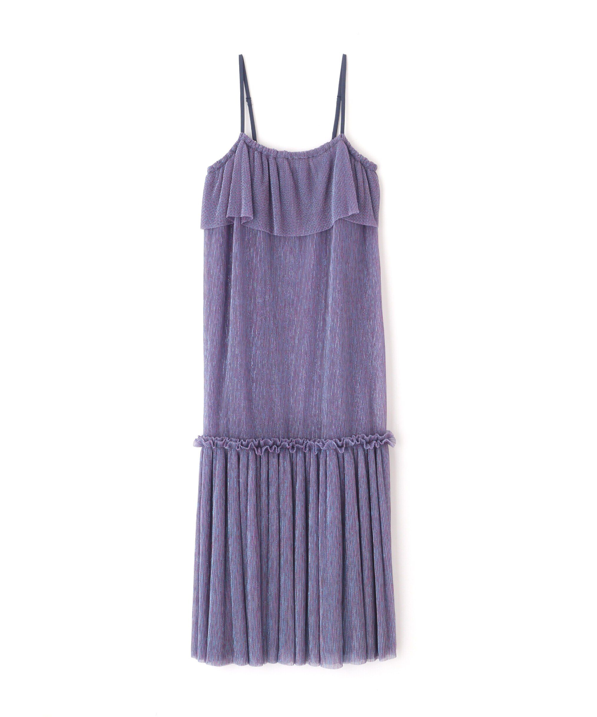  「［ブルーカラーWEB限定］ラメプリーツシアーキャミソールワンピース」|ワンピース|