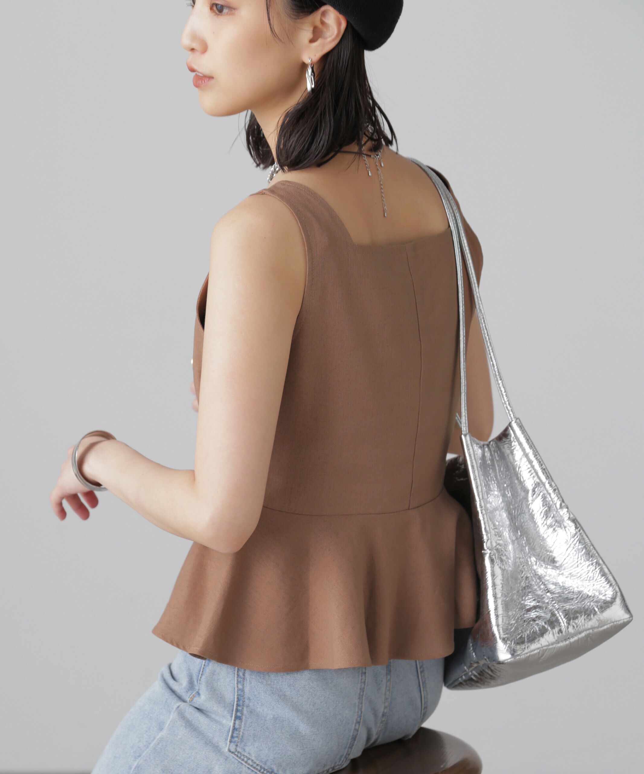  「リネンアシメボタンペプラムブラウス」|シャツ・ブラウス|