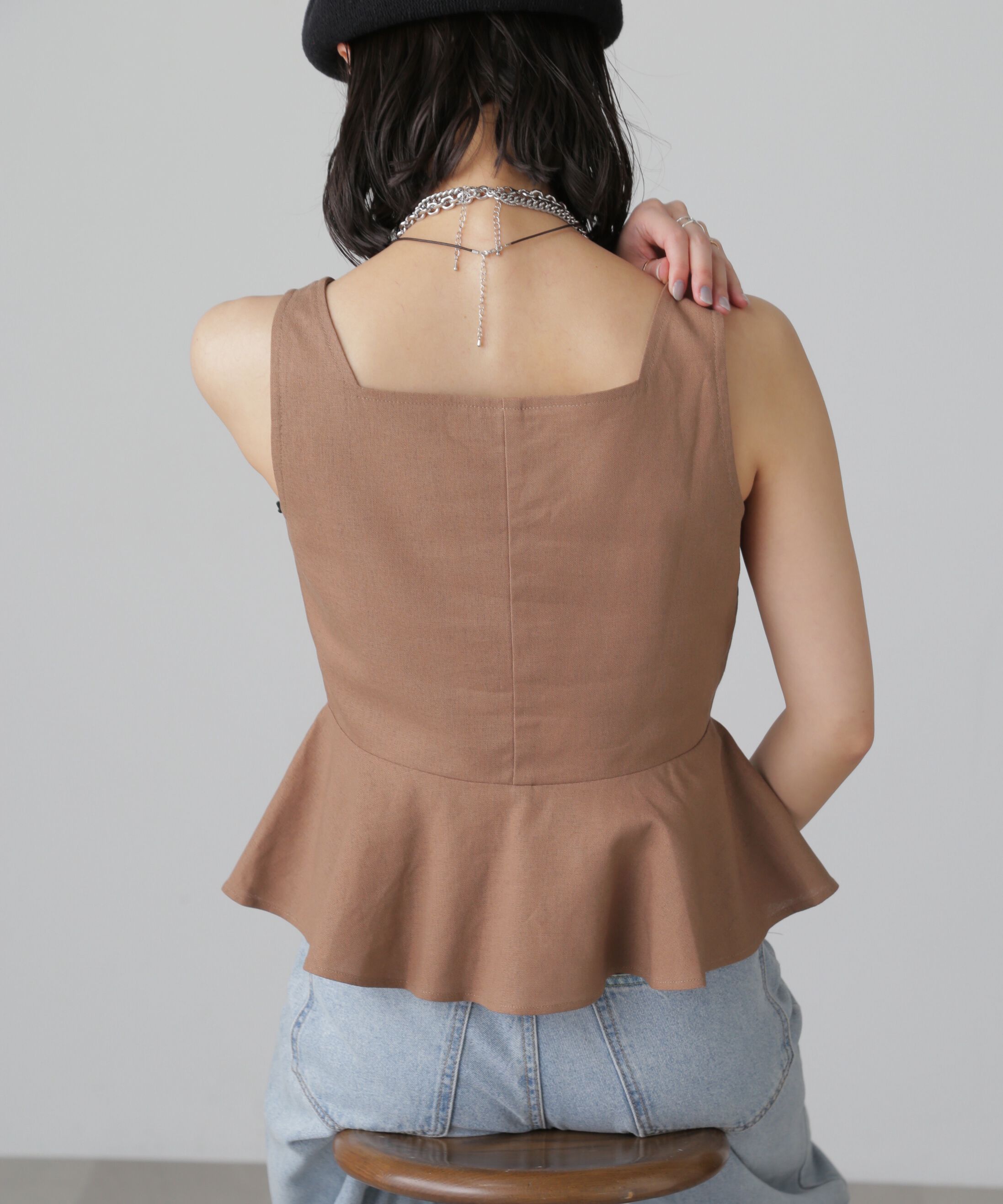  「リネンアシメボタンペプラムブラウス」|シャツ・ブラウス|