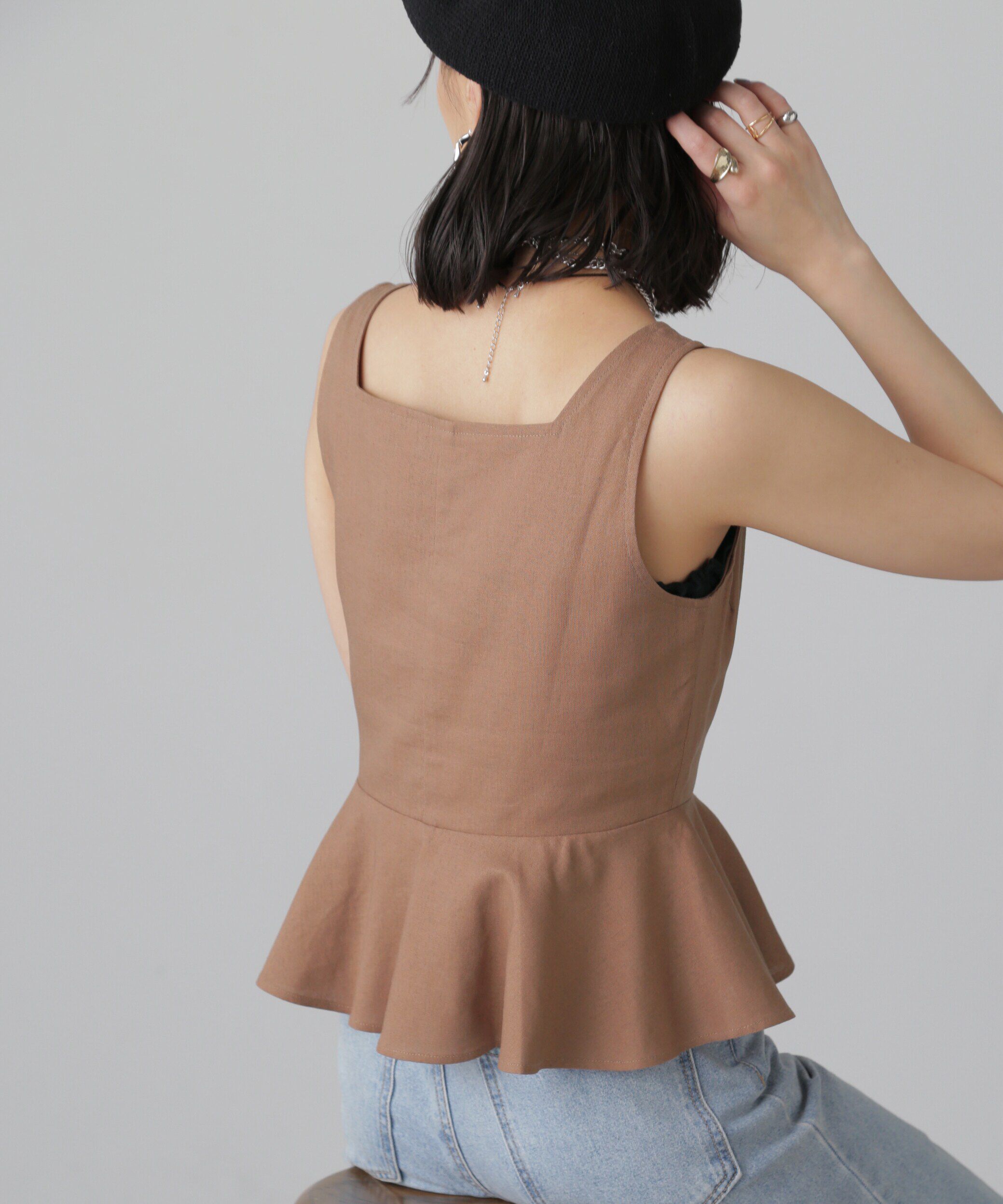  「リネンアシメボタンペプラムブラウス」|シャツ・ブラウス|