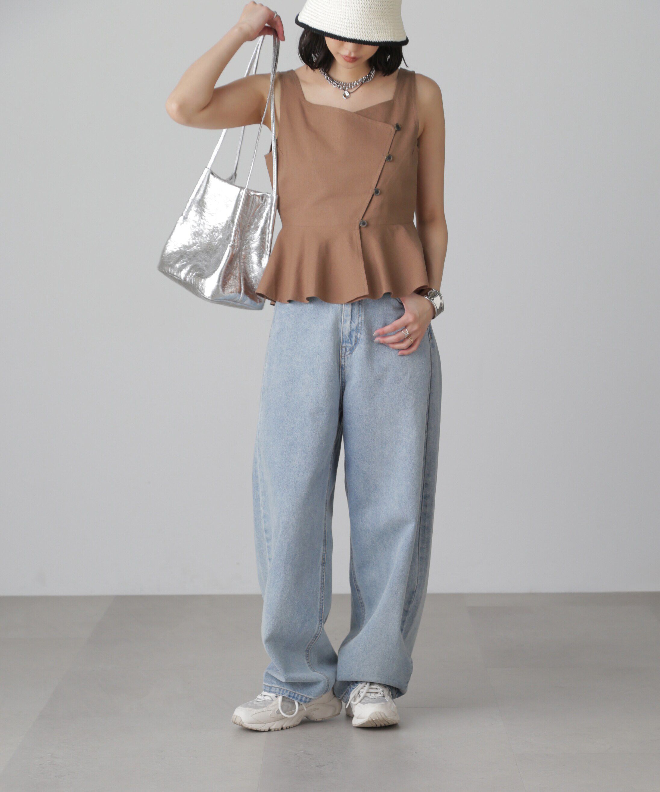  「リネンアシメボタンペプラムブラウス」|シャツ・ブラウス|