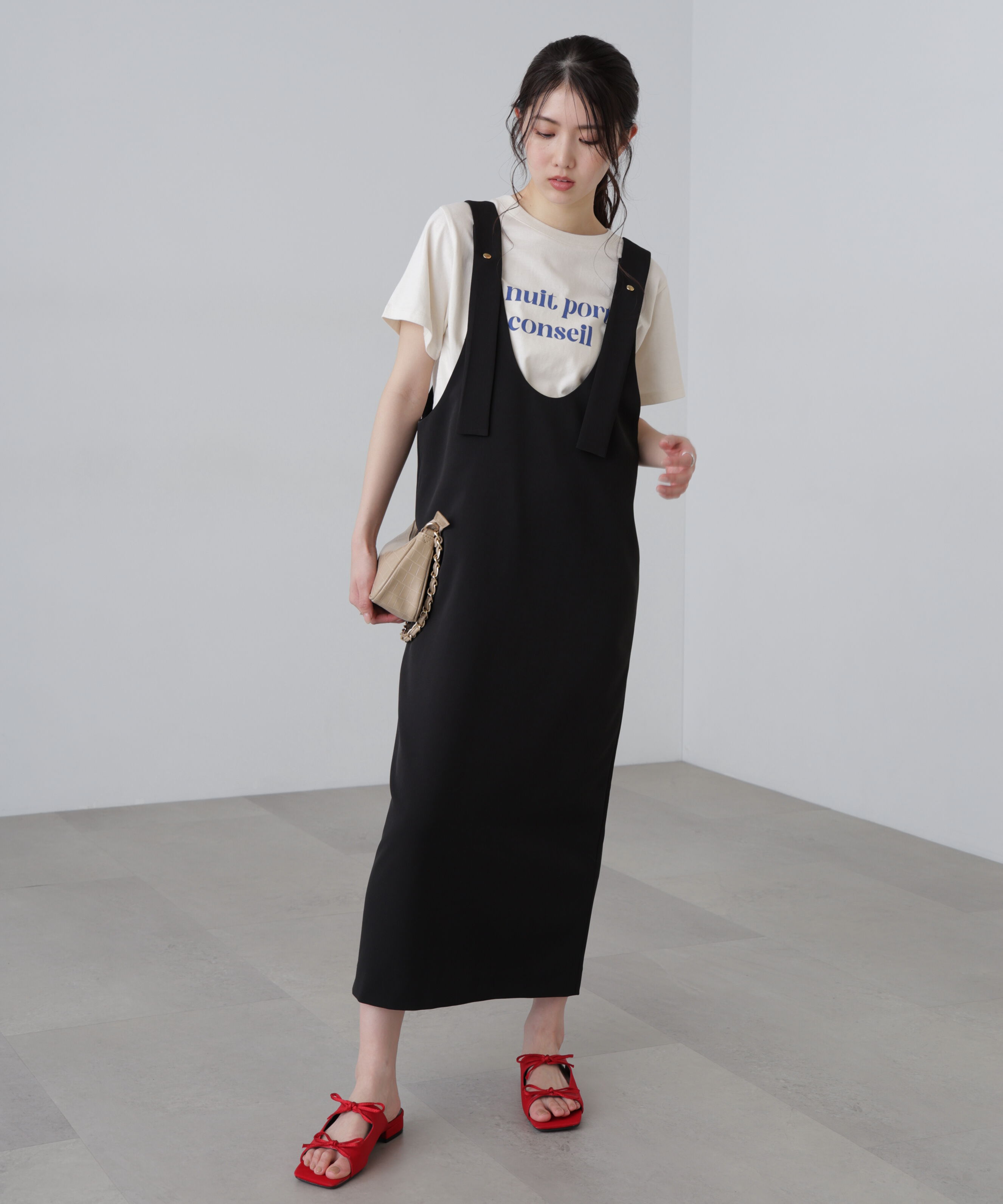  「Uネックジャンパースカート」|ワンピース|