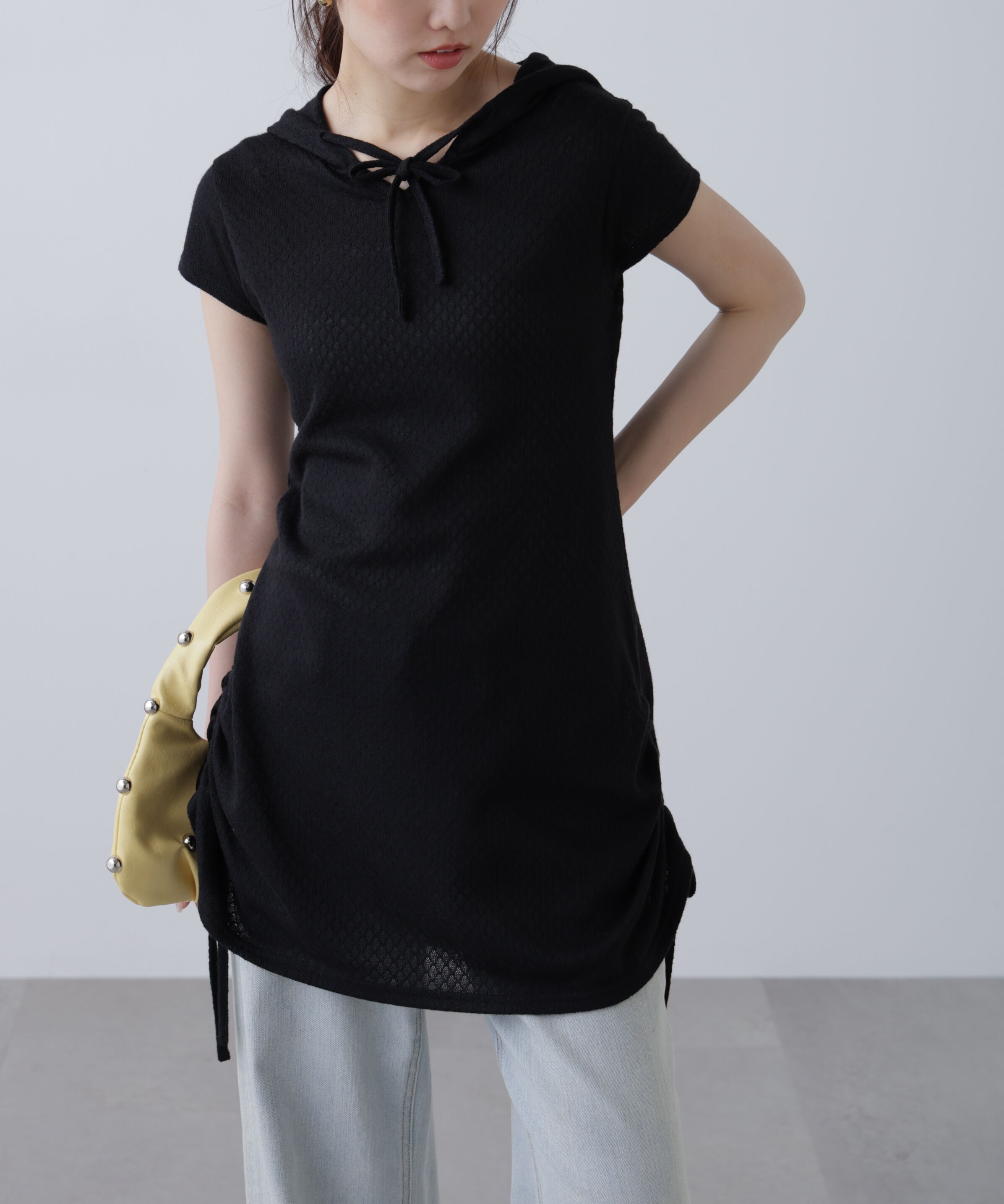  「サイドシャーリングフーディーミニワンピース」|ワンピース|