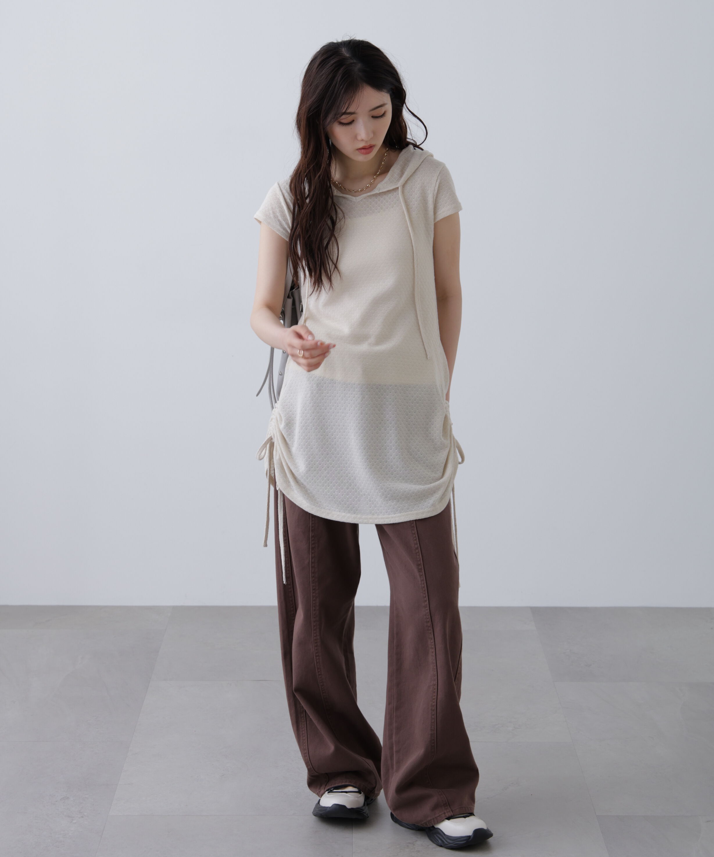  「サイドシャーリングフーディーミニワンピース」|ワンピース|