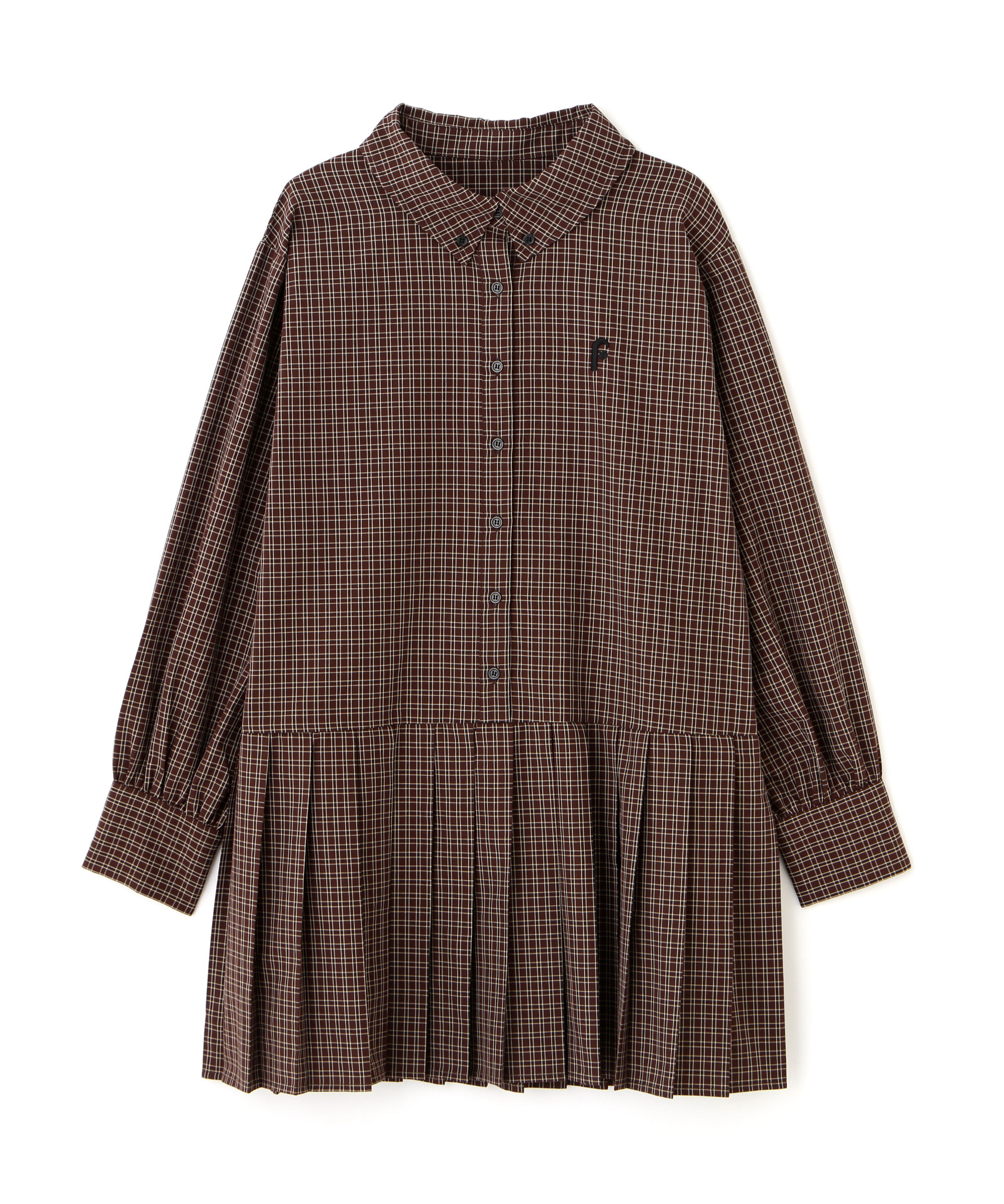  「プリーツシャツロングスリーブミニワンピース」|ワンピース|