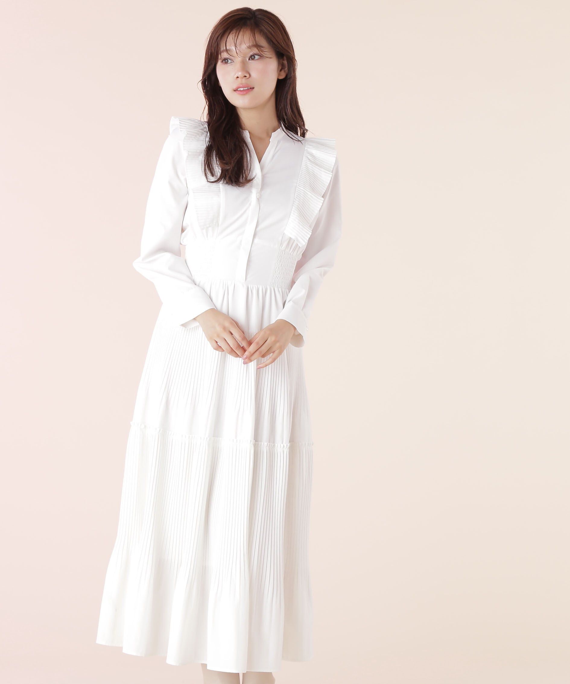  「ボリュームプリーツティアードワンピース」|ワンピース|