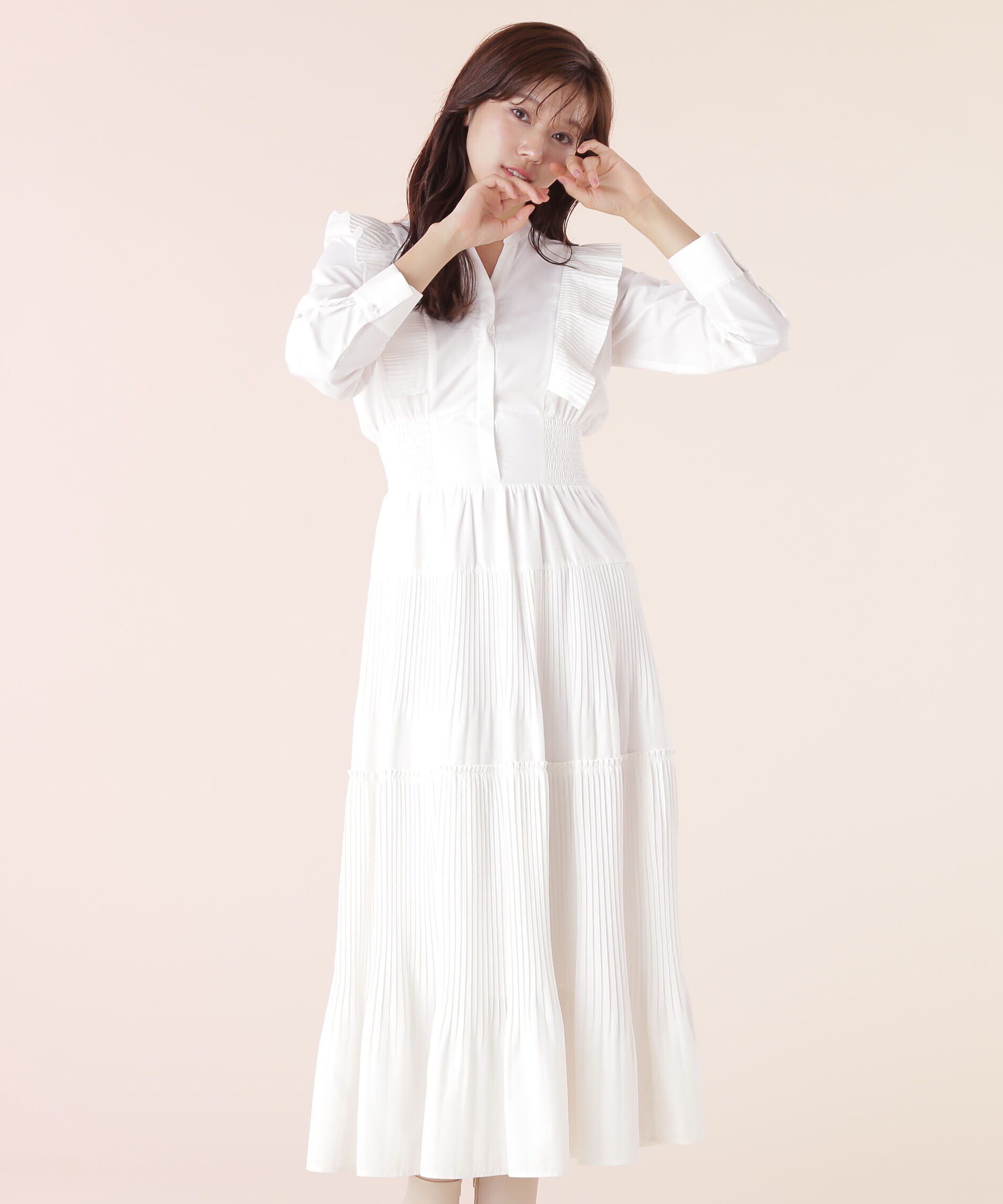  「ボリュームプリーツティアードワンピース」|ワンピース|