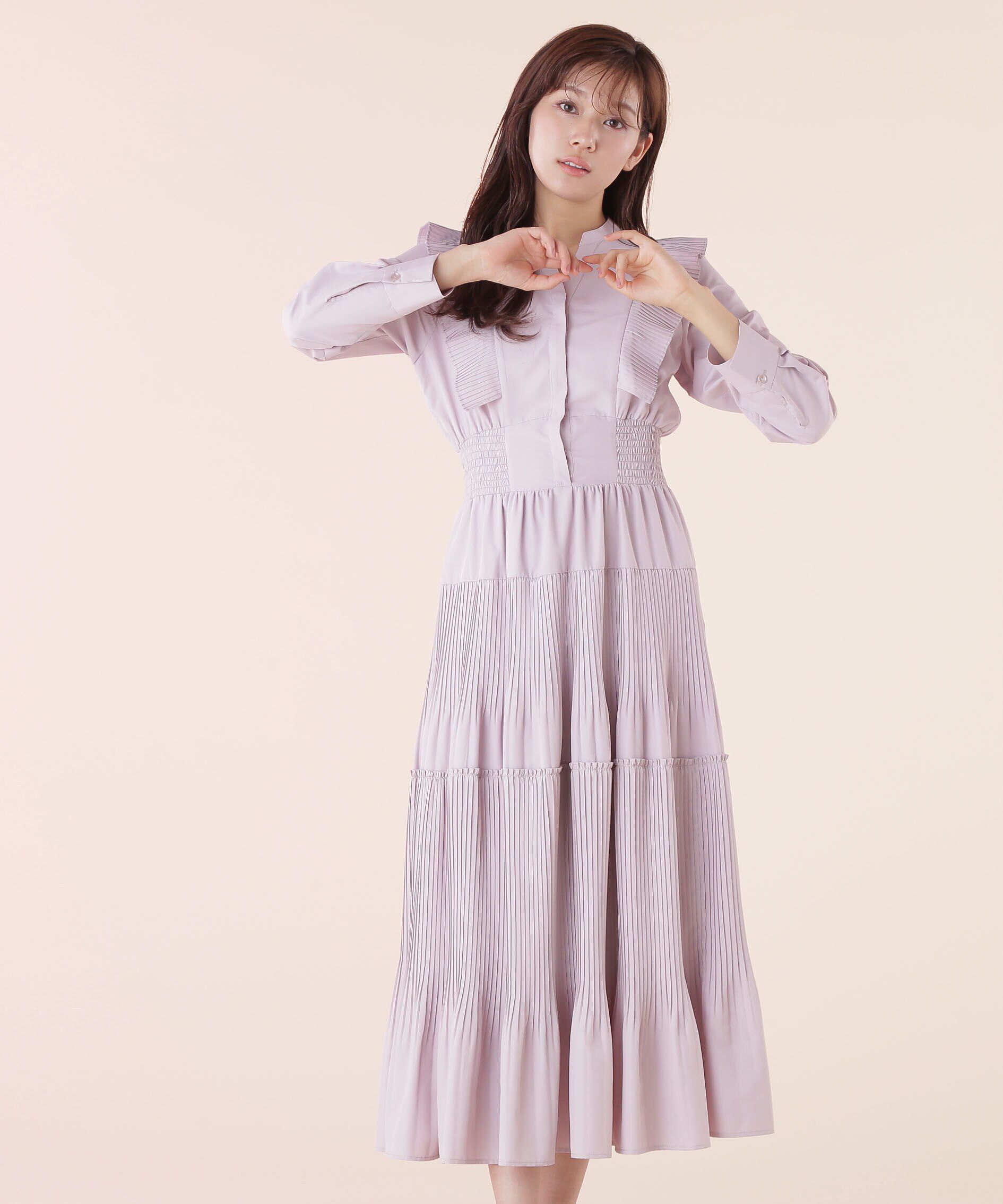  「ボリュームプリーツティアードワンピース」|ワンピース|