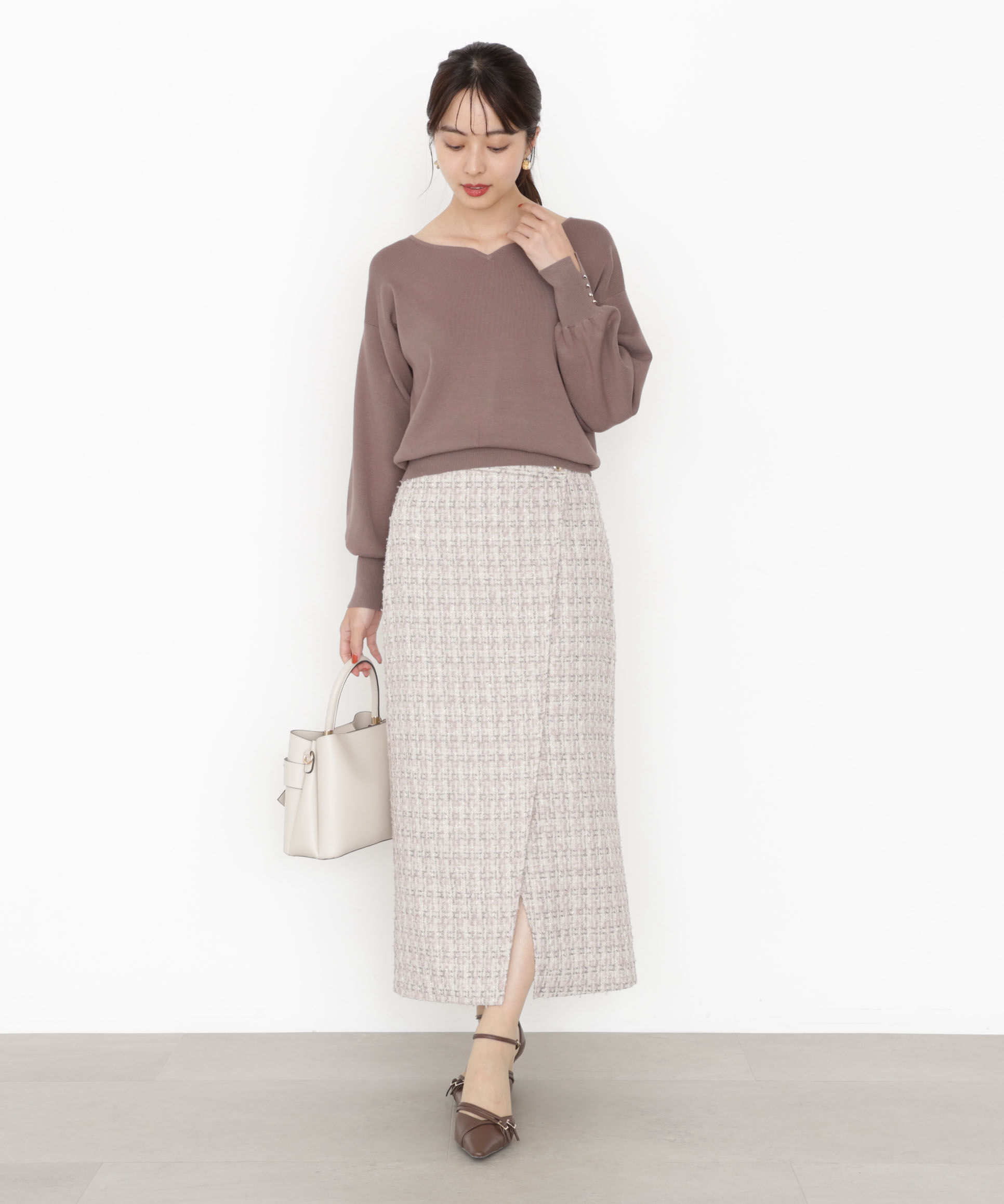 PROPORTION BODY DRESSING「ラメツイードナロースカート 25AW」|スカート|