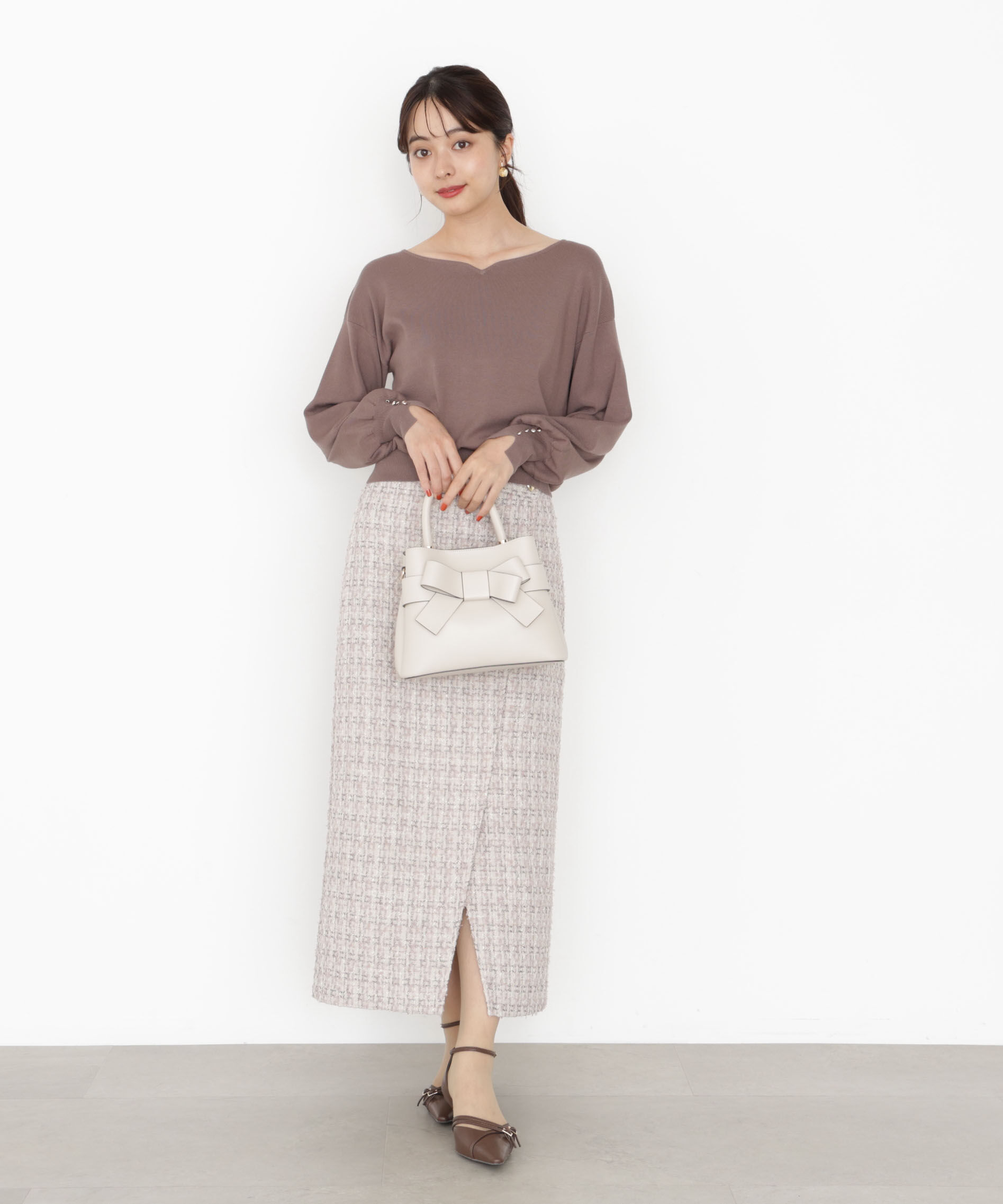 PROPORTION BODY DRESSING「ラメツイードナロースカート 25AW」|スカート|