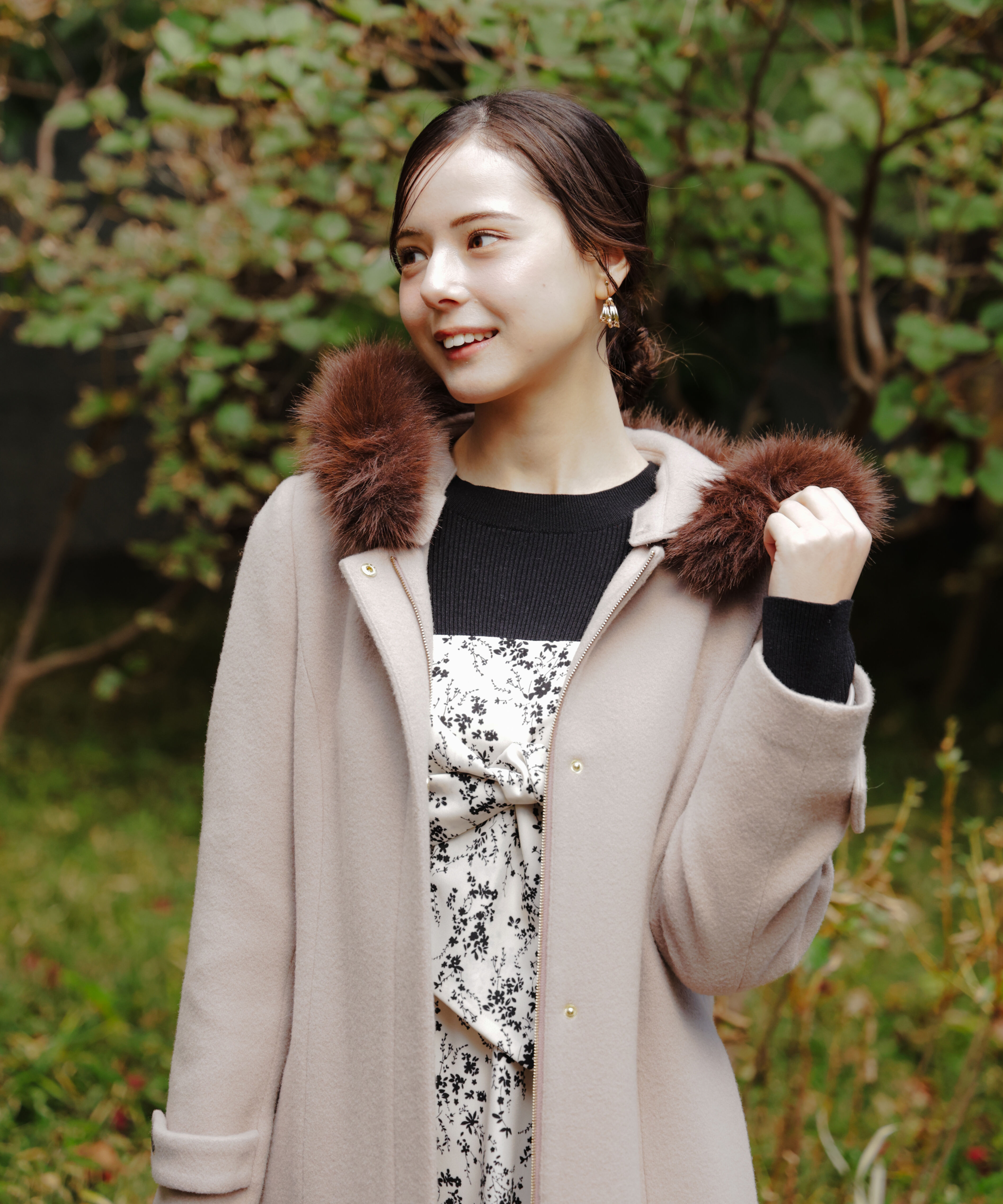 PROPORTION BODY DRESSING「モッサフードフェイクファーロングコート 25AW」|その他|