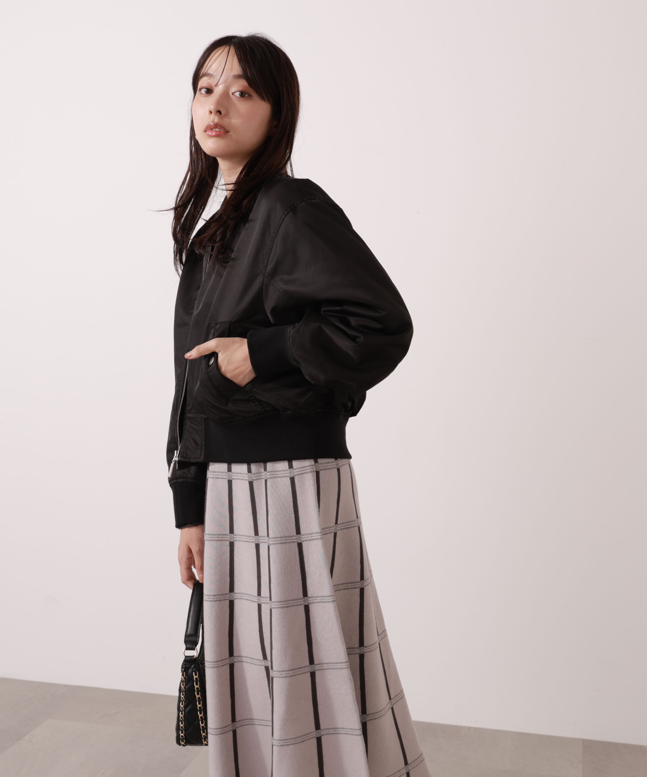 PROPORTION BODY DRESSING「チェック柄ジャガードニットワンピース 25AW」|ワンピース|