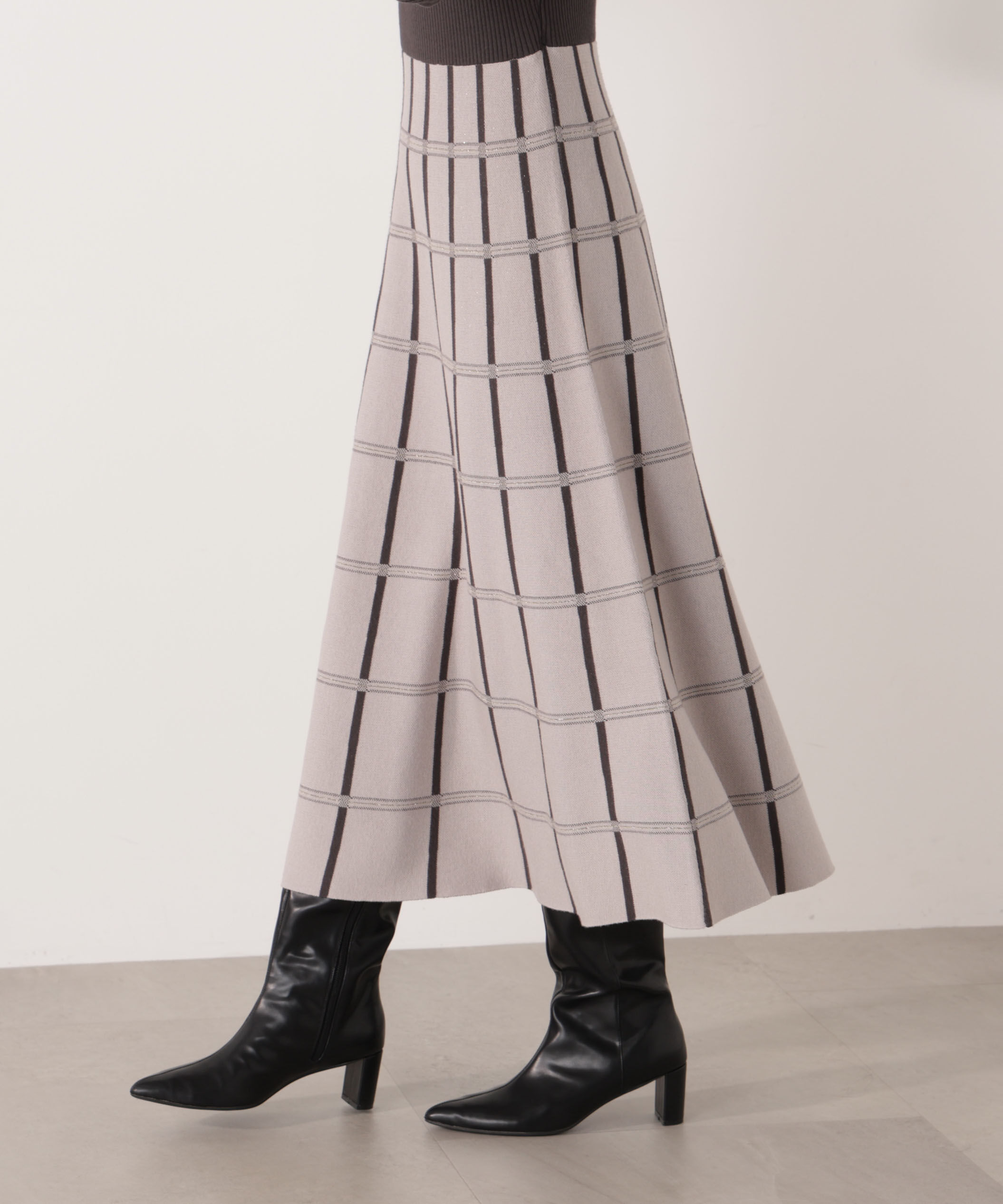 PROPORTION BODY DRESSING「チェック柄ジャガードニットワンピース 25AW」|ワンピース|