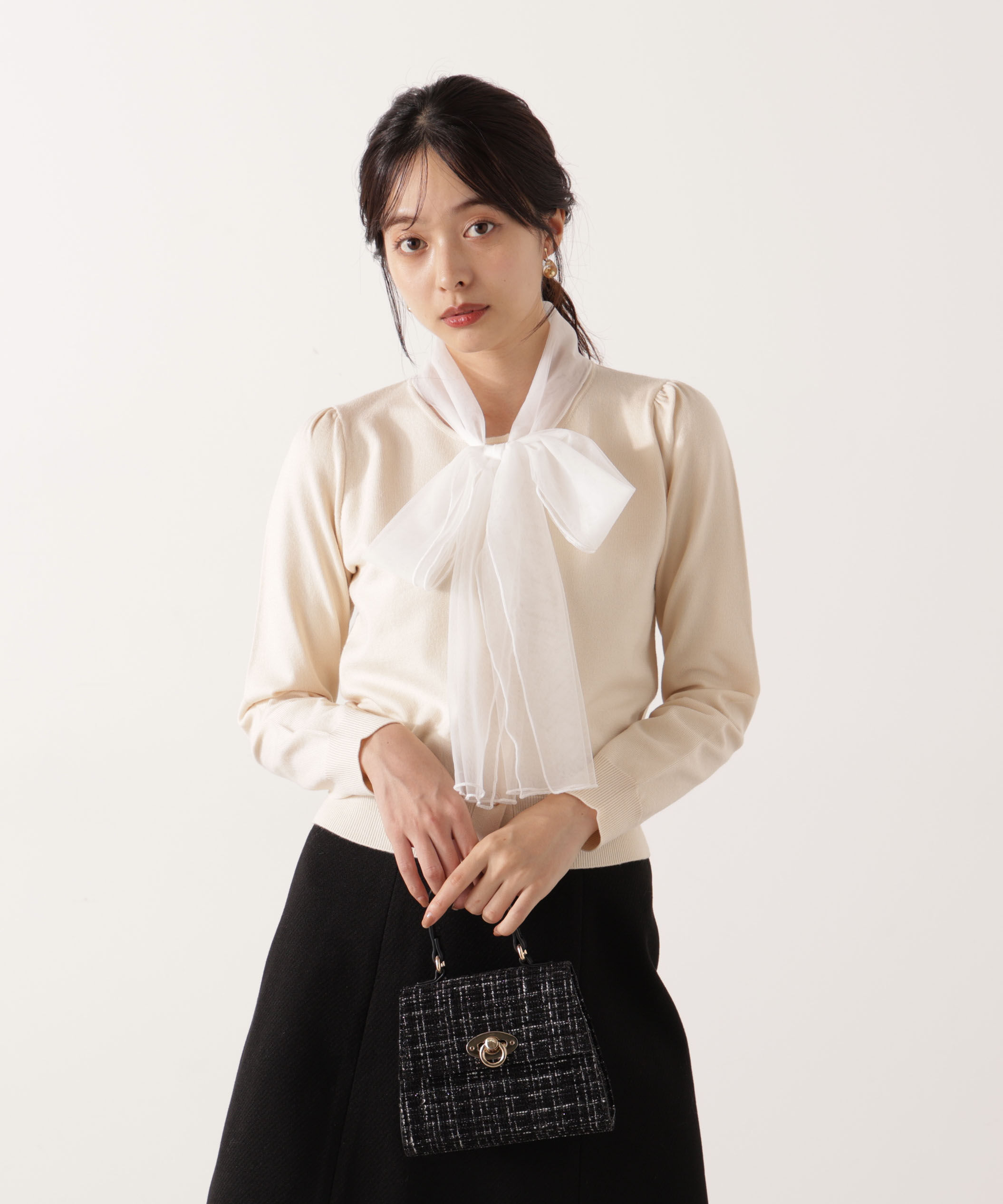 PROPORTION BODY DRESSING「《EDIT COLOGNE》ボウタイ付きニット 25AW」|ニット・セーター|