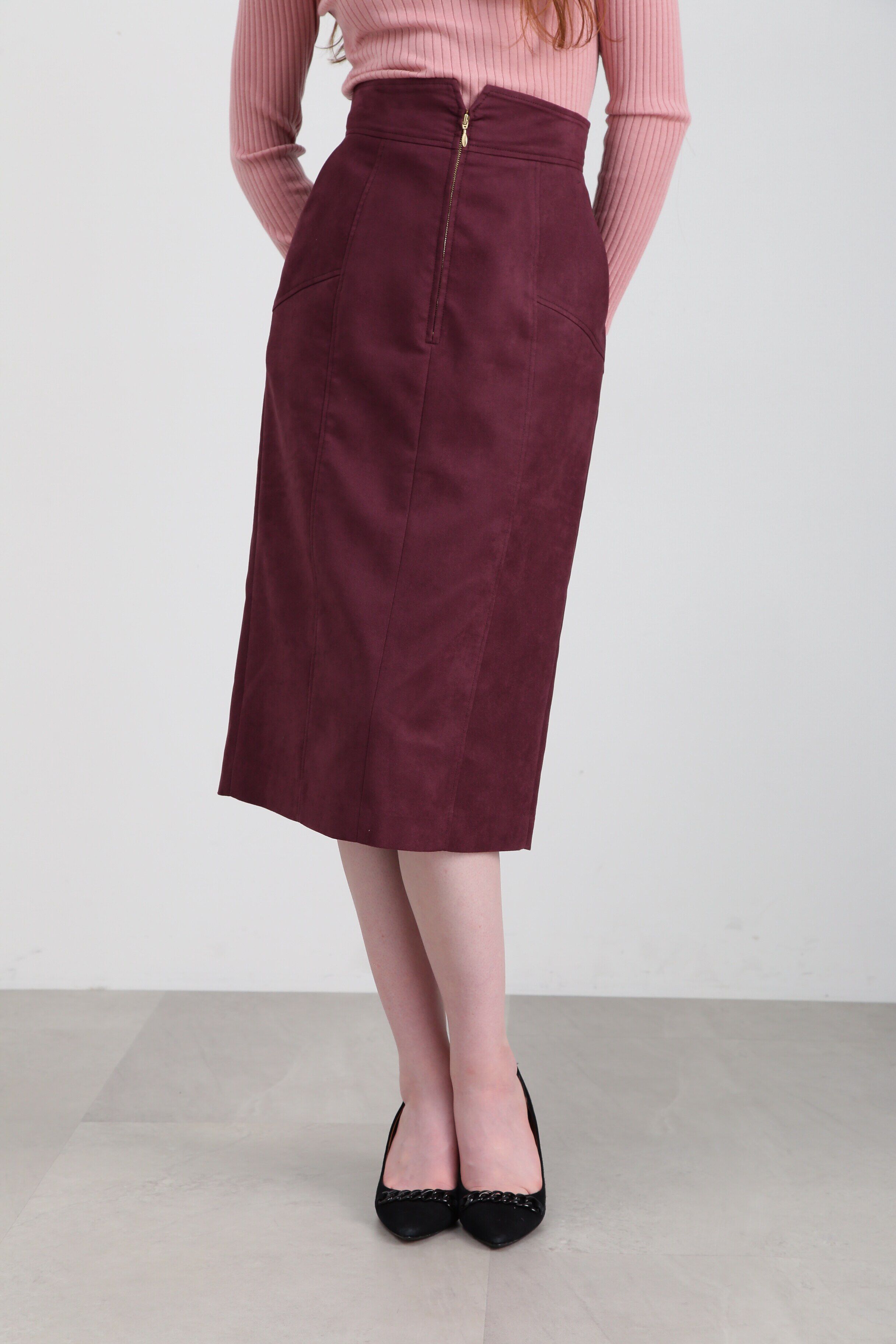  「◆スエードタイトスカート」|スカート|ワイン