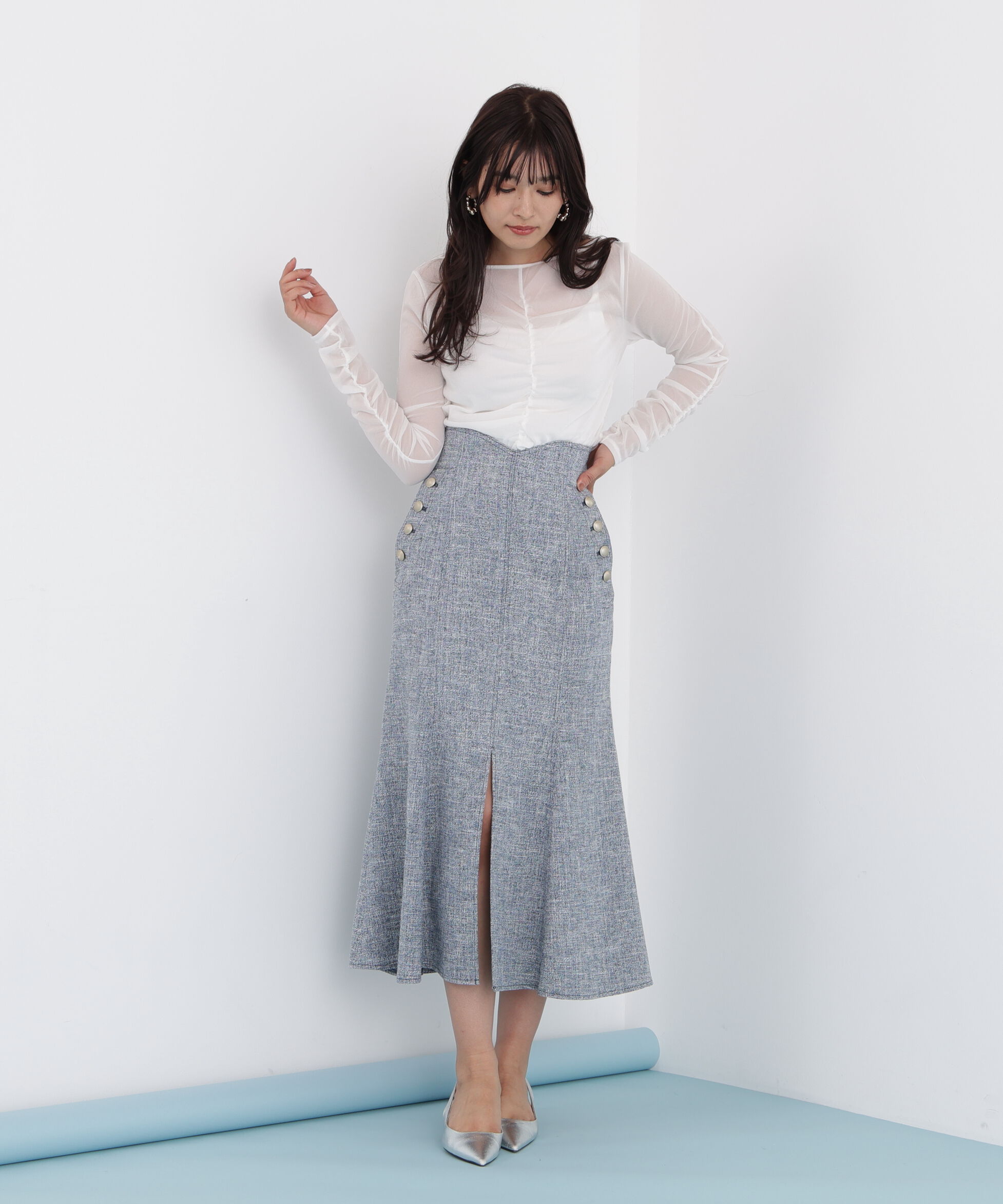  「◆シアーギャザーカットソー」|Tシャツ・カットソー|