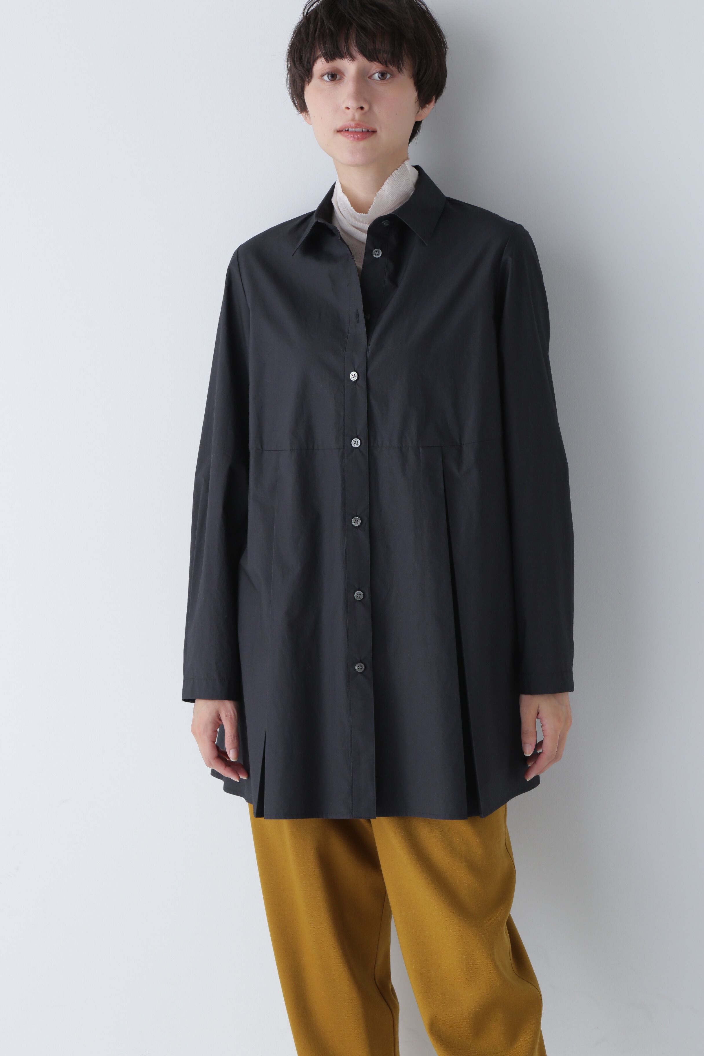  「◆ボックスタックロングブラウス」|シャツ・ブラウス|ブラック