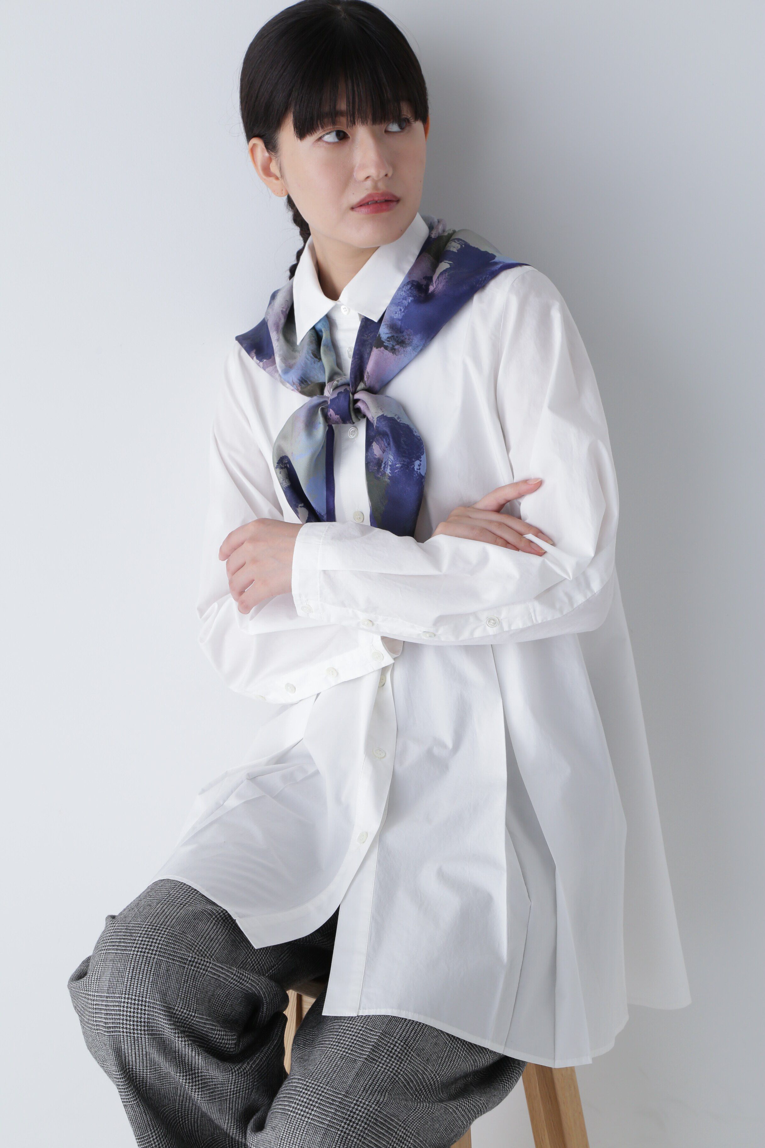  「◆ボックスタックロングブラウス」|シャツ・ブラウス|ホワイト