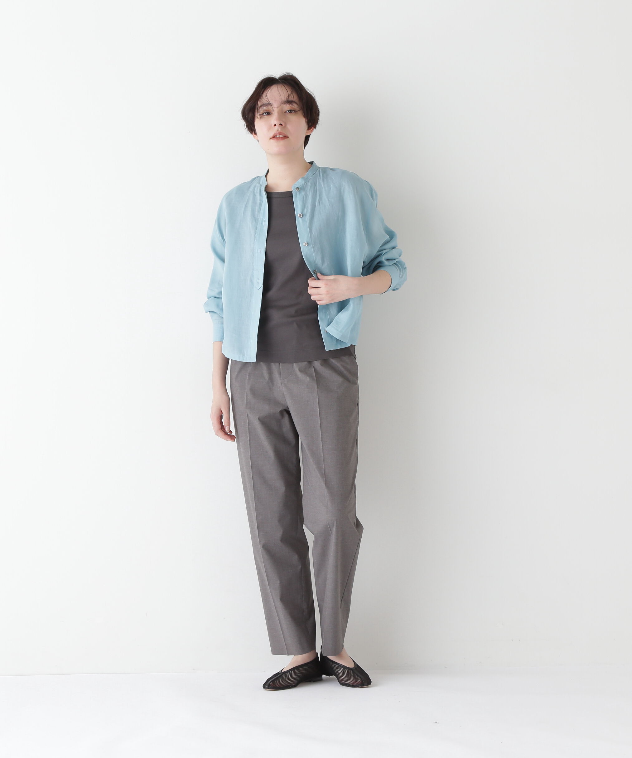  「◆ラミーバンドカラーシャツブラウス」|シャツ・ブラウス|