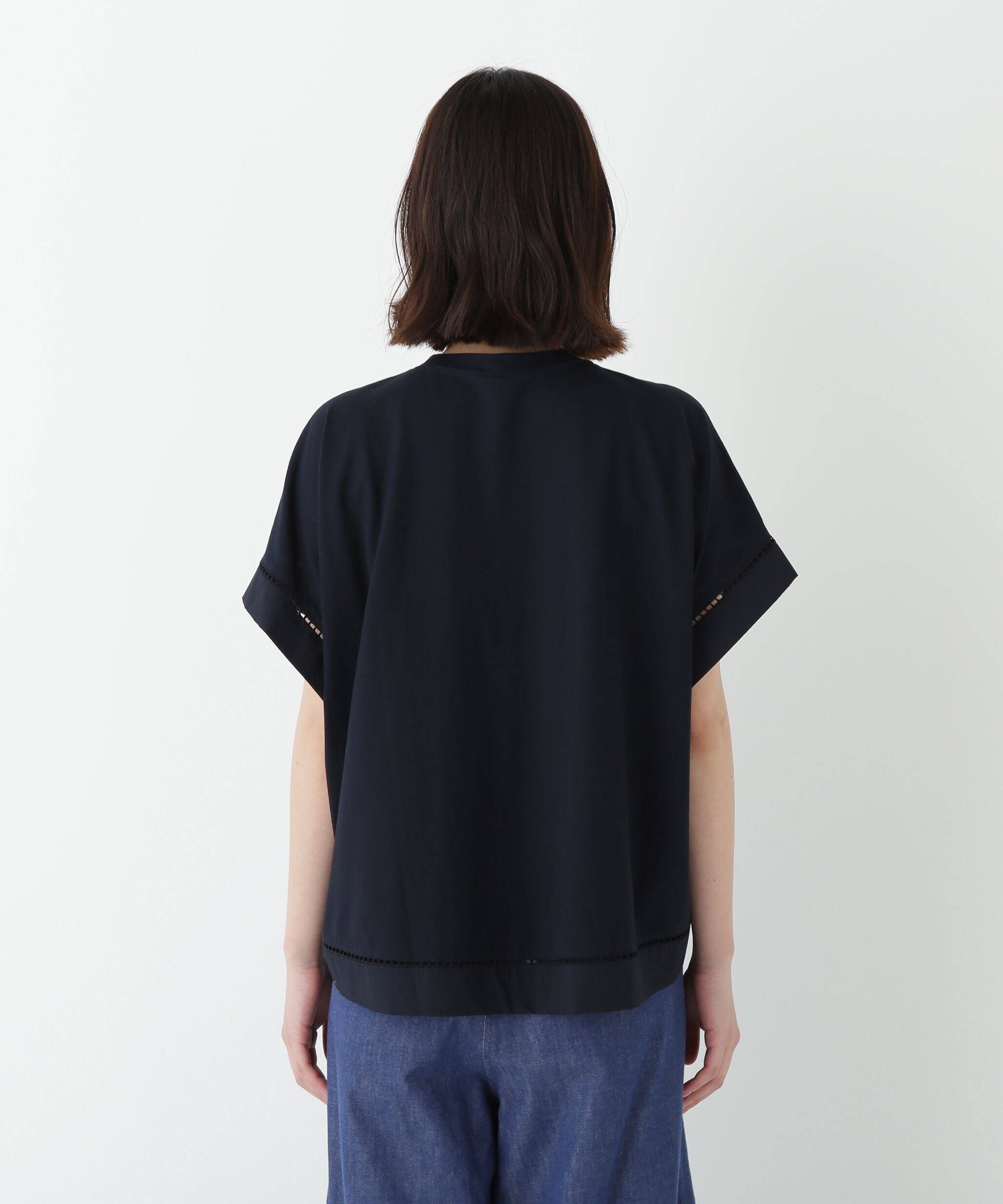  「◆布帛ドッキング半袖プルオーバー」|Tシャツ・カットソー|