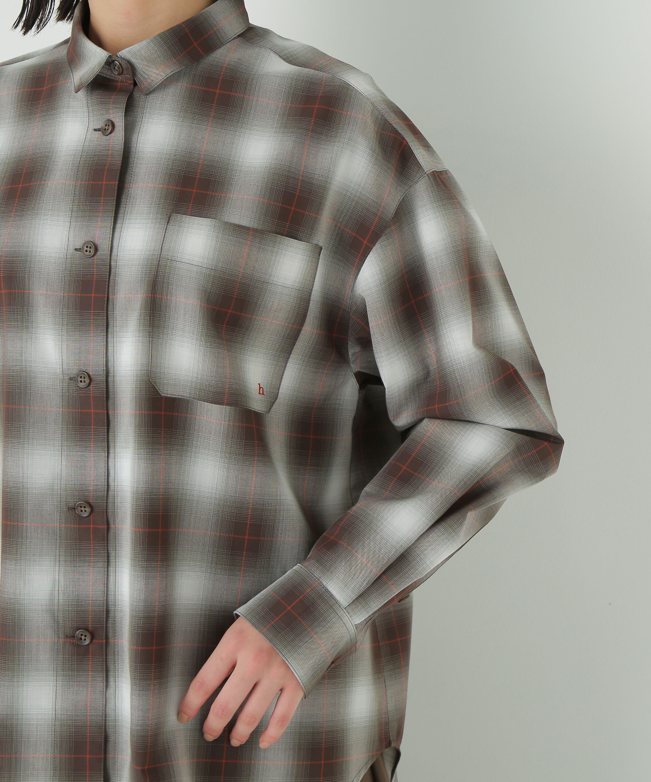  「◆オンブレーチェックオーバーシャツ」|シャツ・ブラウス|