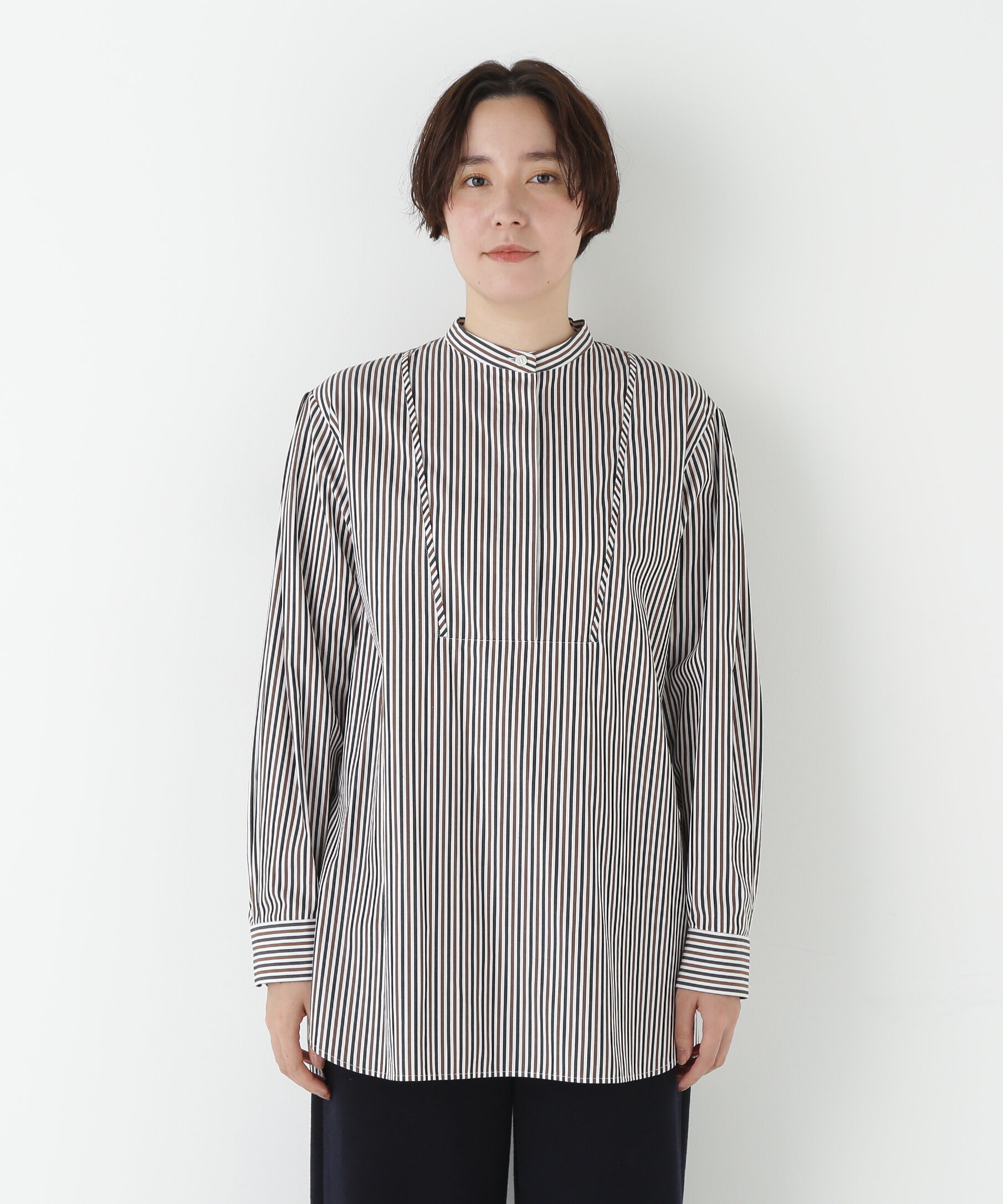  「◆ストライプオーバーブラウス」|シャツ・ブラウス|