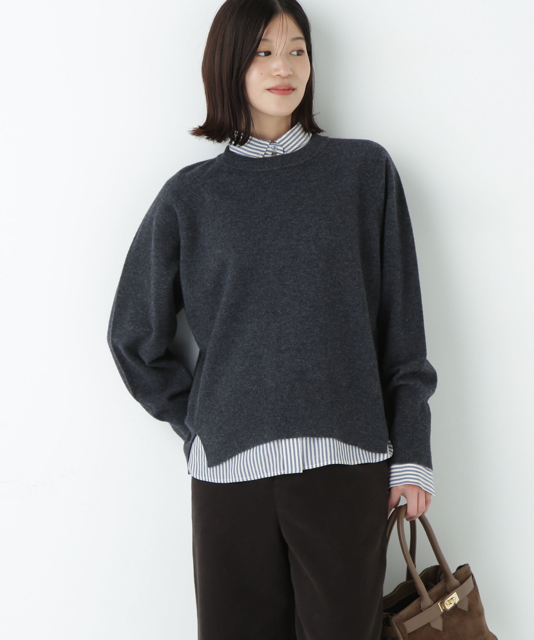  「◆ミドルゲージウールクルーネックプルオーバー」|ニット・セーター|